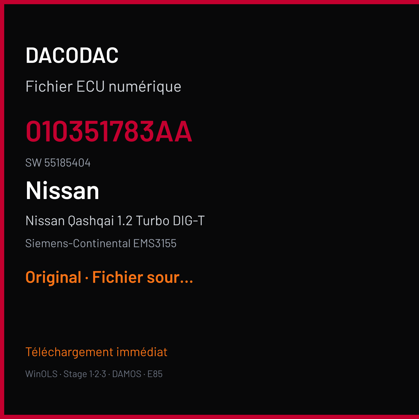 Nissan Qashqai 1.2 Turbo DIG-T (2015) — Siemens-Continental EMS3155 — 010351783AA · 55185404 — Original