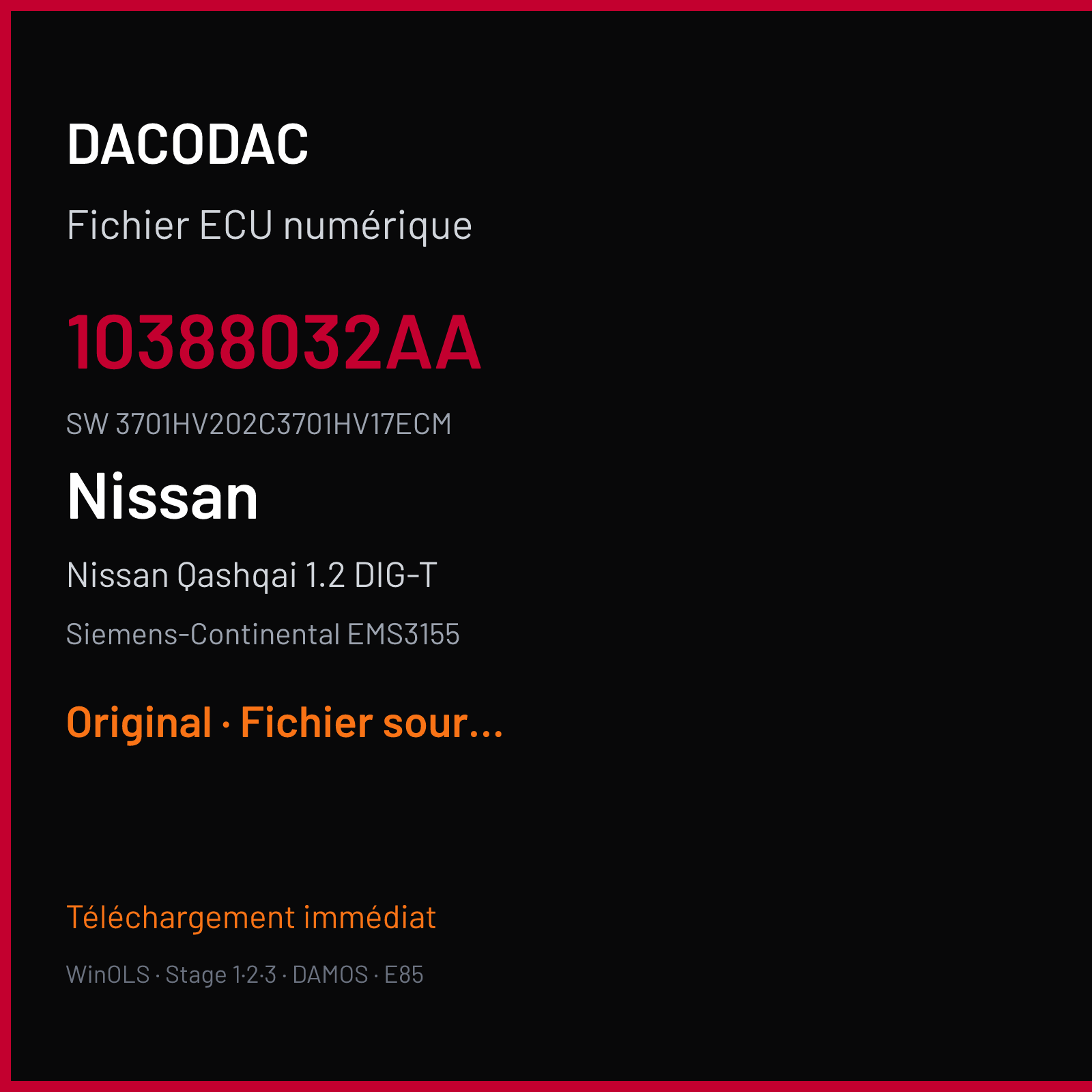 Nissan Qashqai 1.2 DIG-T (2018) — Siemens-Continental EMS3155 — 10388032AA · 3701HV202C3701HV17ECM — Original