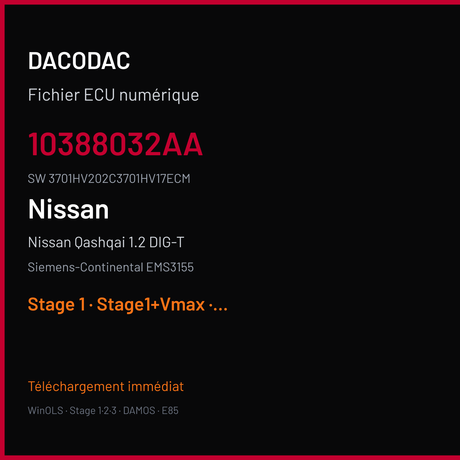 Nissan Qashqai 1.2 DIG-T (2018) — Siemens-Continental EMS3155 — 10388032AA · 3701HV202C3701HV17ECM — Stage 1