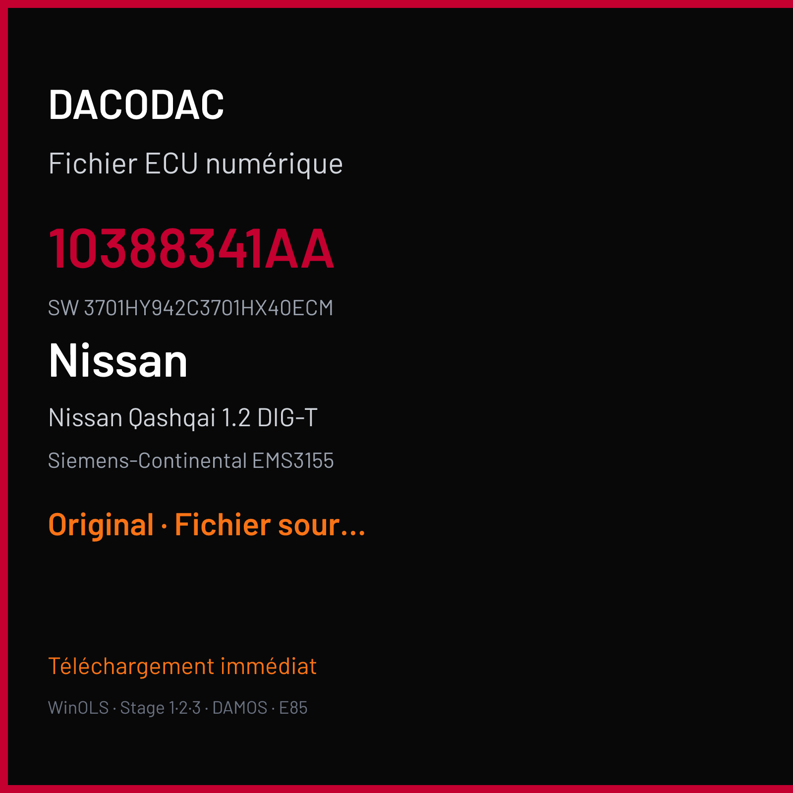 Nissan Qashqai 1.2 DIG-T (2018) — Siemens-Continental EMS3155 — 10388341AA · 3701HY942C3701HX40ECM — Original