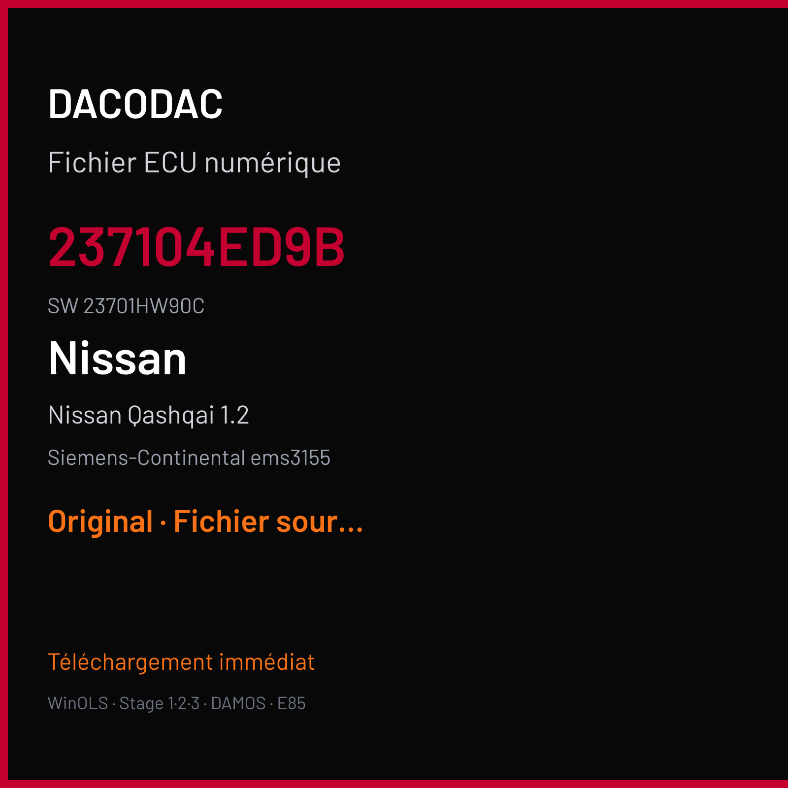 Nissan Qashqai 1.2 (2014) — Siemens-Continental ems3155 — 237104ED9B · 23701HW90C — Original
