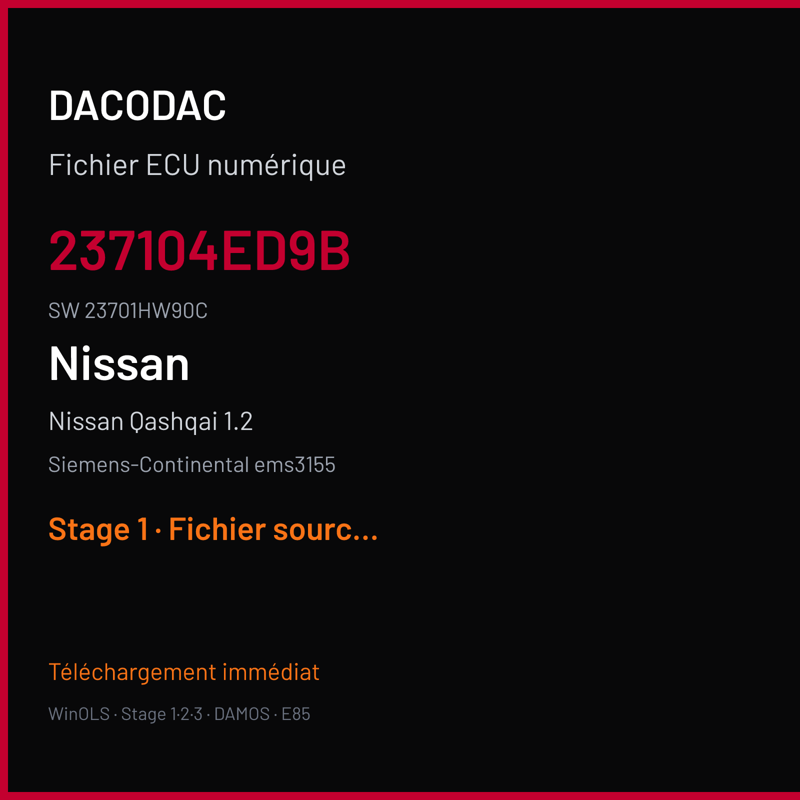 Nissan Qashqai 1.2 (2014) — Siemens-Continental ems3155 — 237104ED9B · 23701HW90C — Stage 1