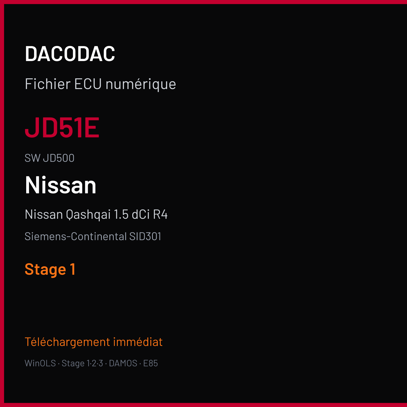 Nissan Qashqai 1.5 dCi R4 105 ch — Siemens-Continental SID301 — JD51E · JD500 · 3M00044000000 — Stage 1