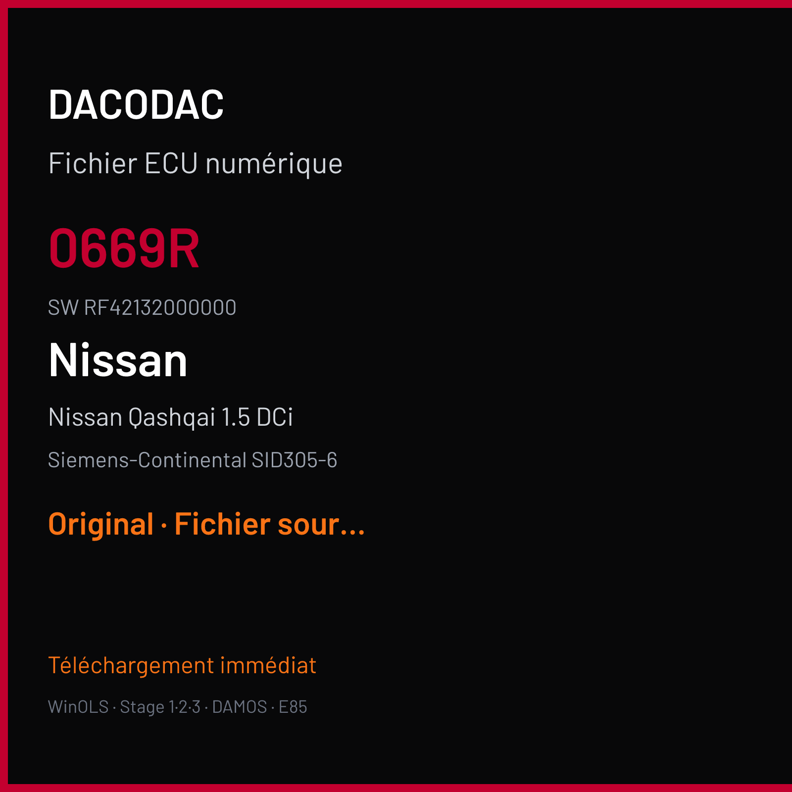 Nissan Qashqai 1.5 DCi (2012) — Siemens-Continental SID305-6 — 0669r · RF42132000000 — Original
