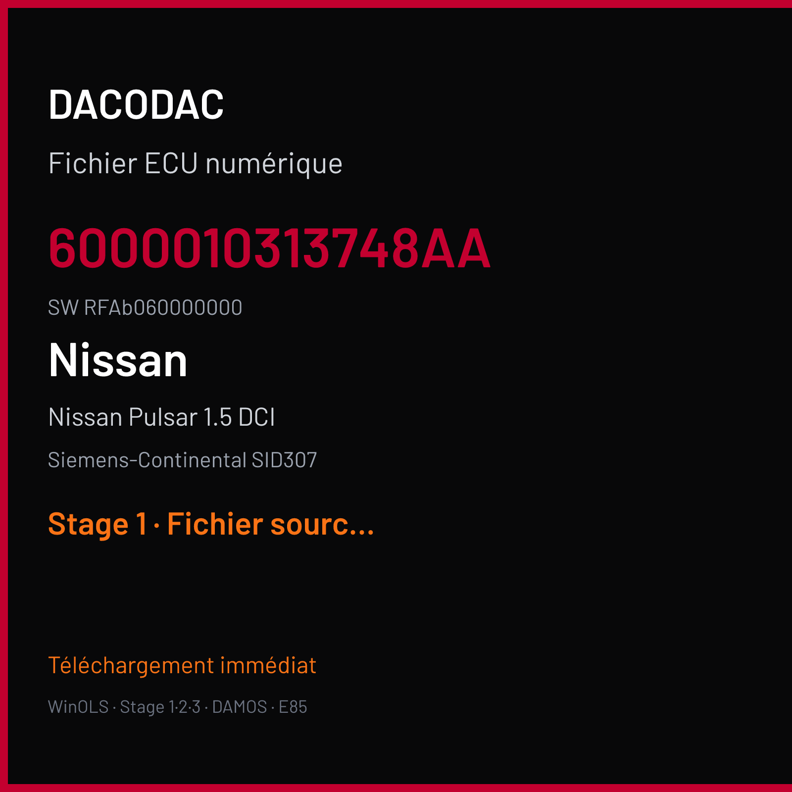 Nissan Pulsar 1.5 DCI (2015) — Siemens-Continental SID307 — 6000010313748AA · RFAb060000000 — Stage 1