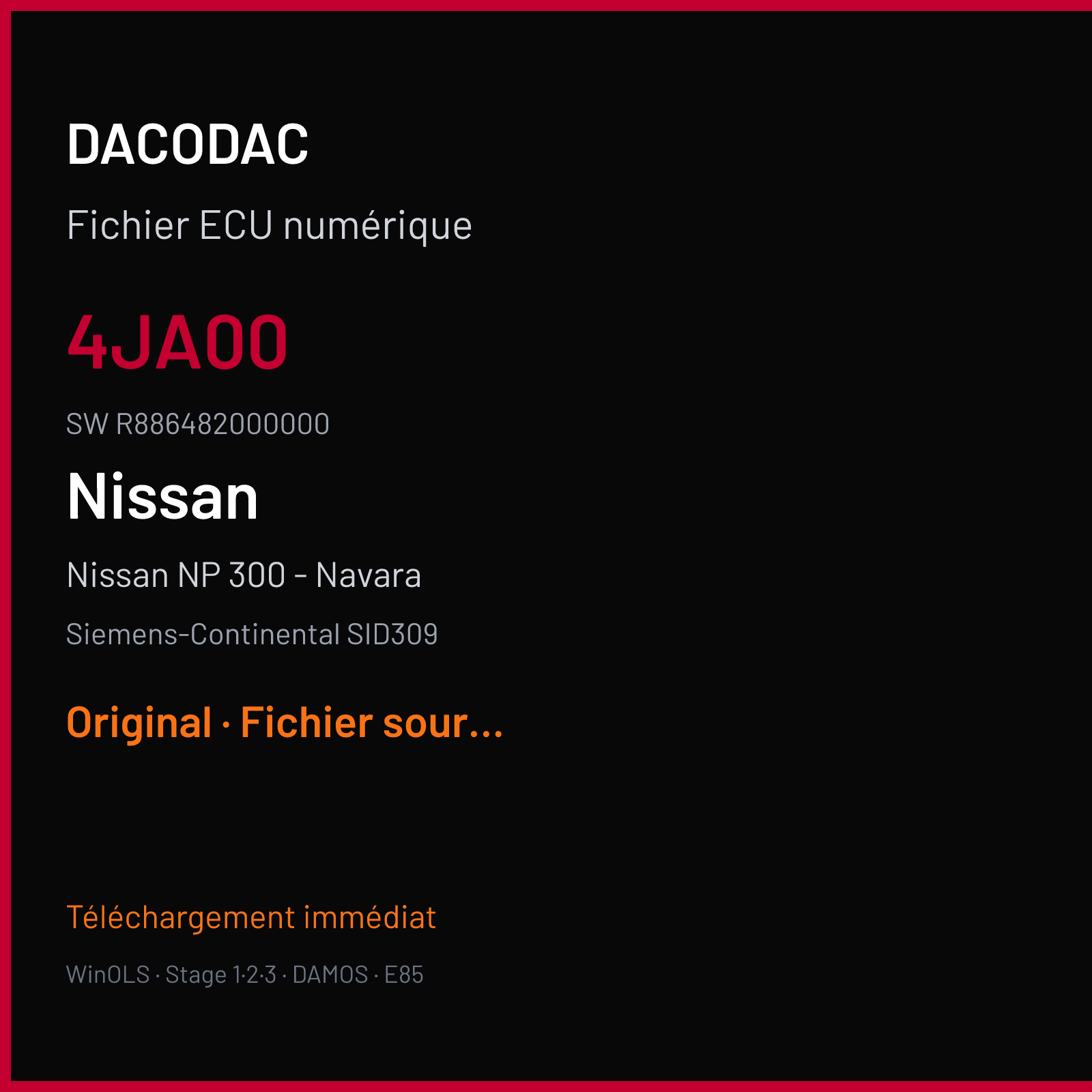 Nissan NP 300 - Navara (2017) — Siemens-Continental SID309 — 4JA00 · R886482000000 — Original