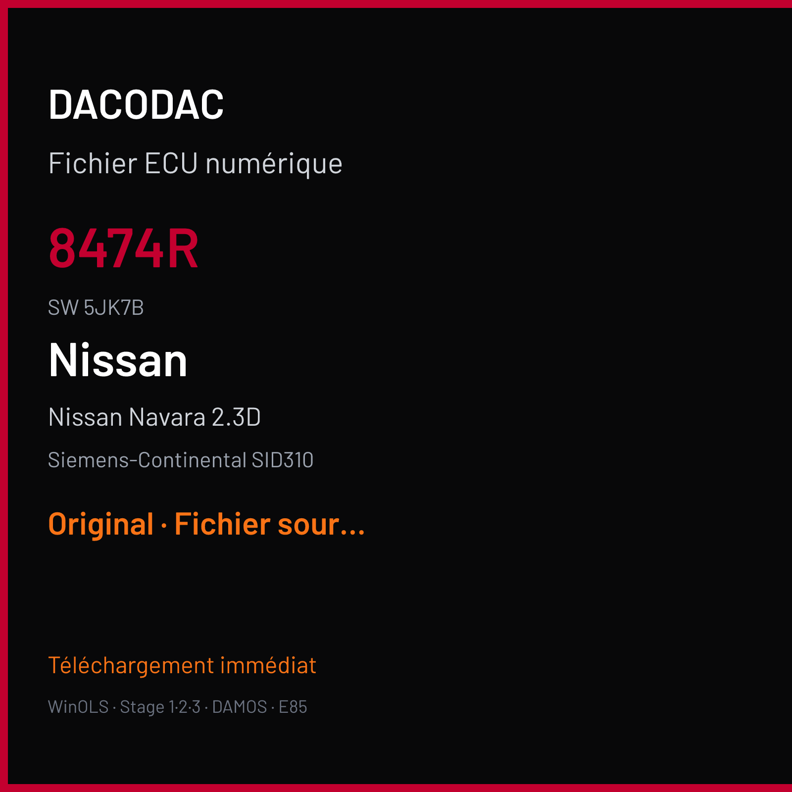Nissan Navara 2.3D (2018) — Siemens-Continental SID310 — 8474R · 5JK7B — Original