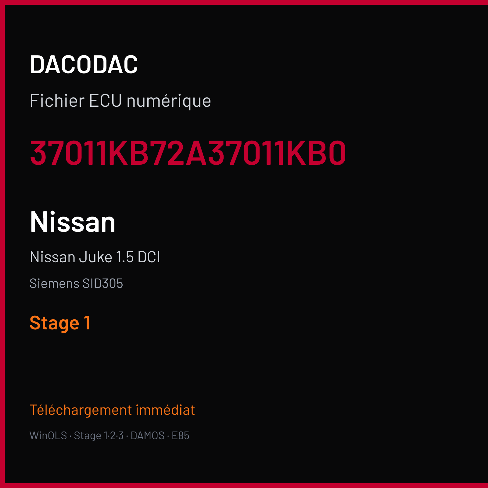 Nissan Juke 1.5 DCI (2011) — Siemens SID305 — 37011KB72A37011KB0 — Stage 1