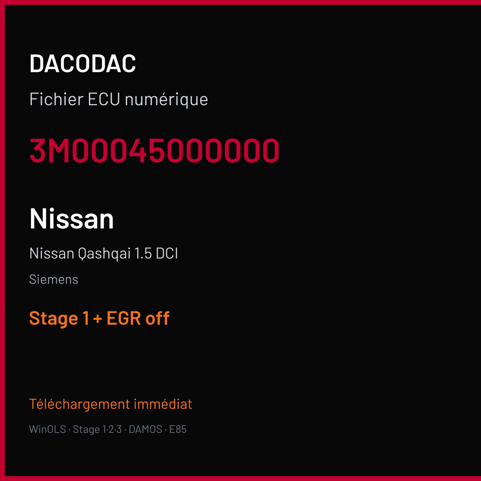 Nissan Qashqai 1.5 DCI — Siemens — 3M00045000000 — Stage 1 + EGR off