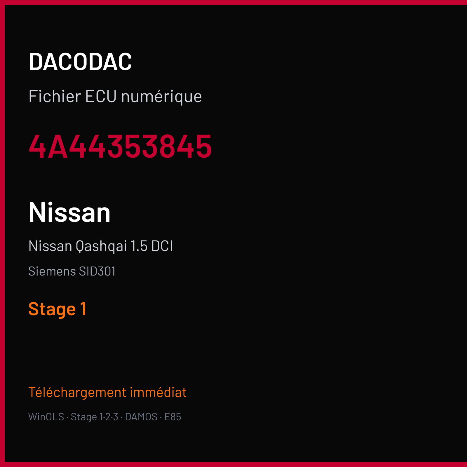 Nissan Qashqai 1.5 DCI (2008) — Siemens SID301 — 4A44353845 — Stage 1