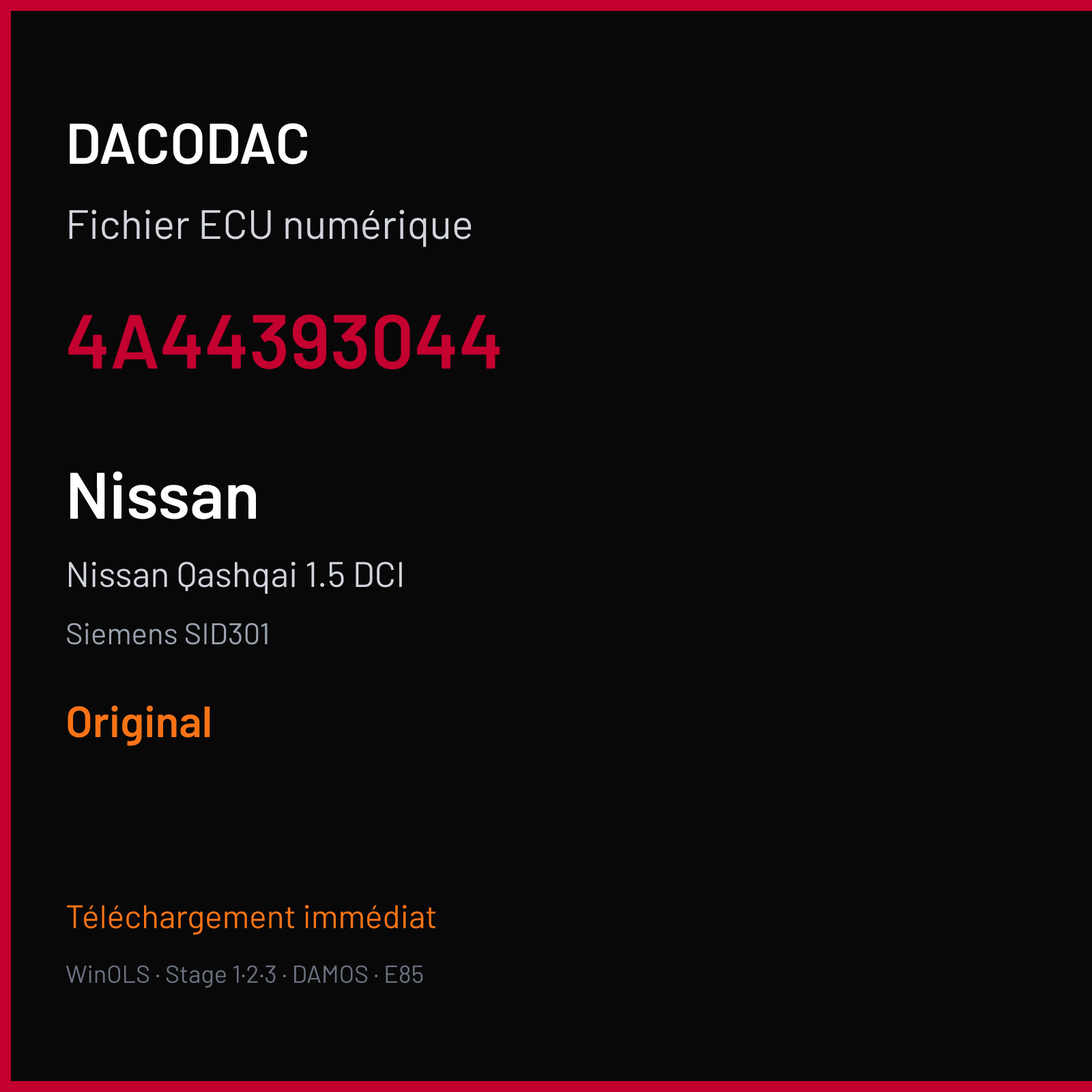 Nissan Qashqai 1.5 DCI (2008) — Siemens SID301 — 4A44393044 — Original