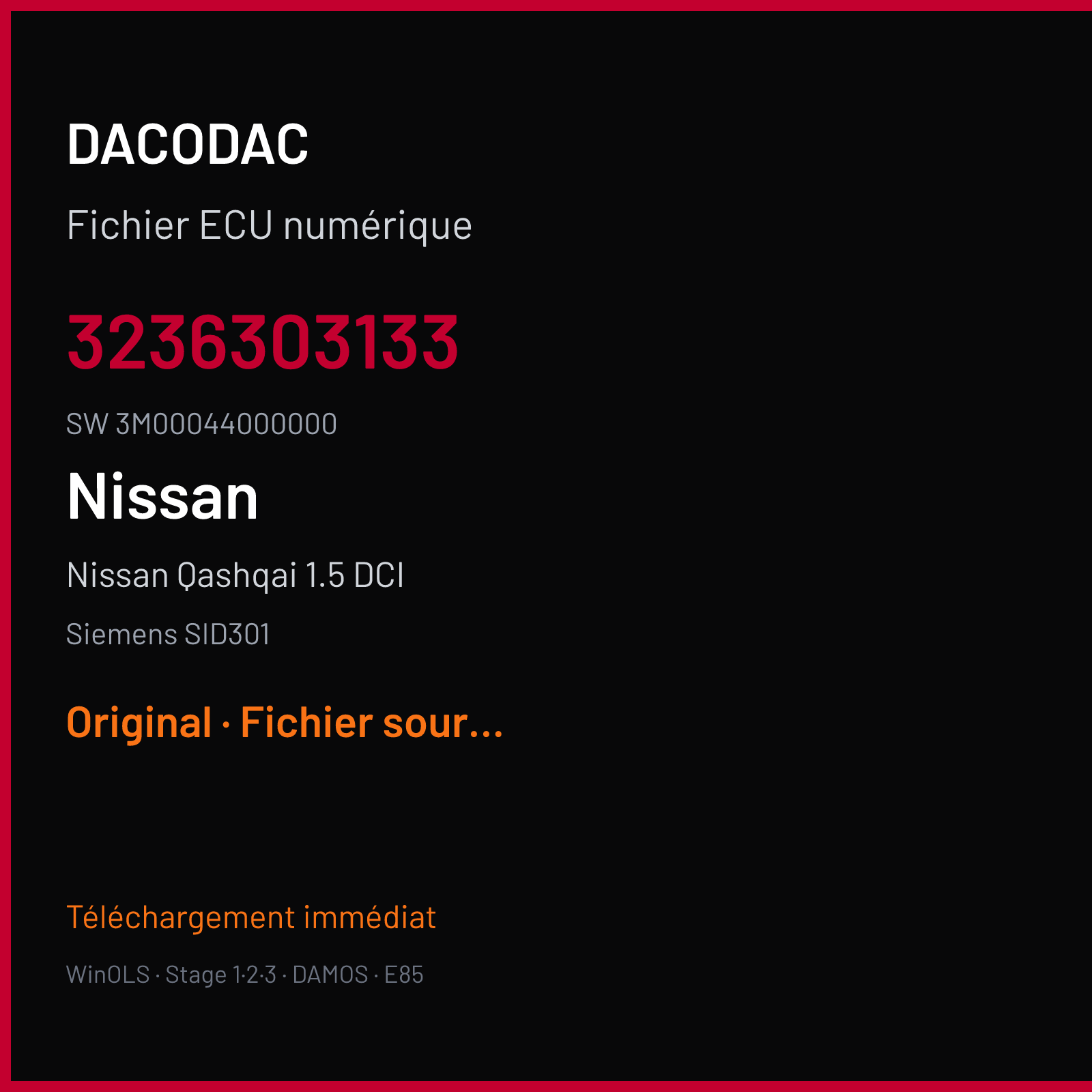 Nissan Qashqai 1.5 DCI (2008) — Siemens SID301 — 3236303133 · 3M00044000000 — Original