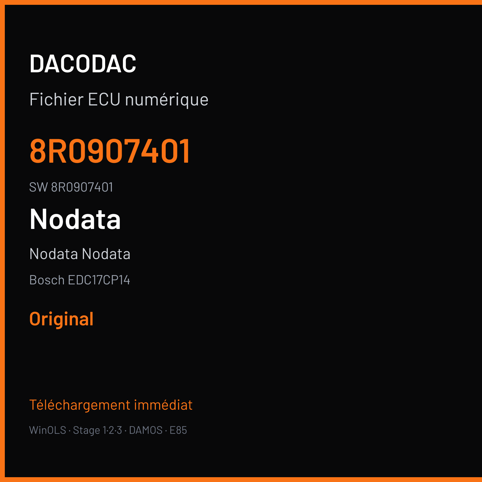 Nodata Nodata 239 ch — Bosch EDC17CP14 — 8R0907401 · 8R0907401 · 398807 — Original