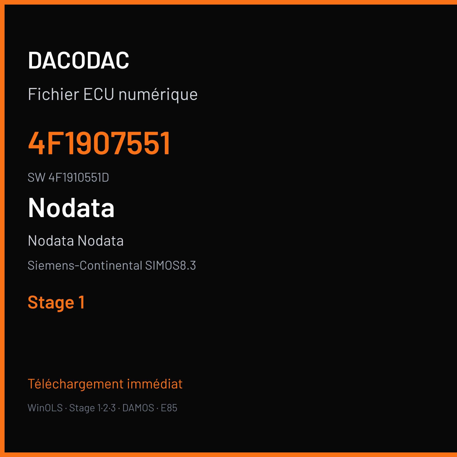 Nodata Nodata 290 ch — Siemens-Continental SIMOS8.3 — 4F1907551 · 4F1910551D · S8300F2000000 — Stage 1