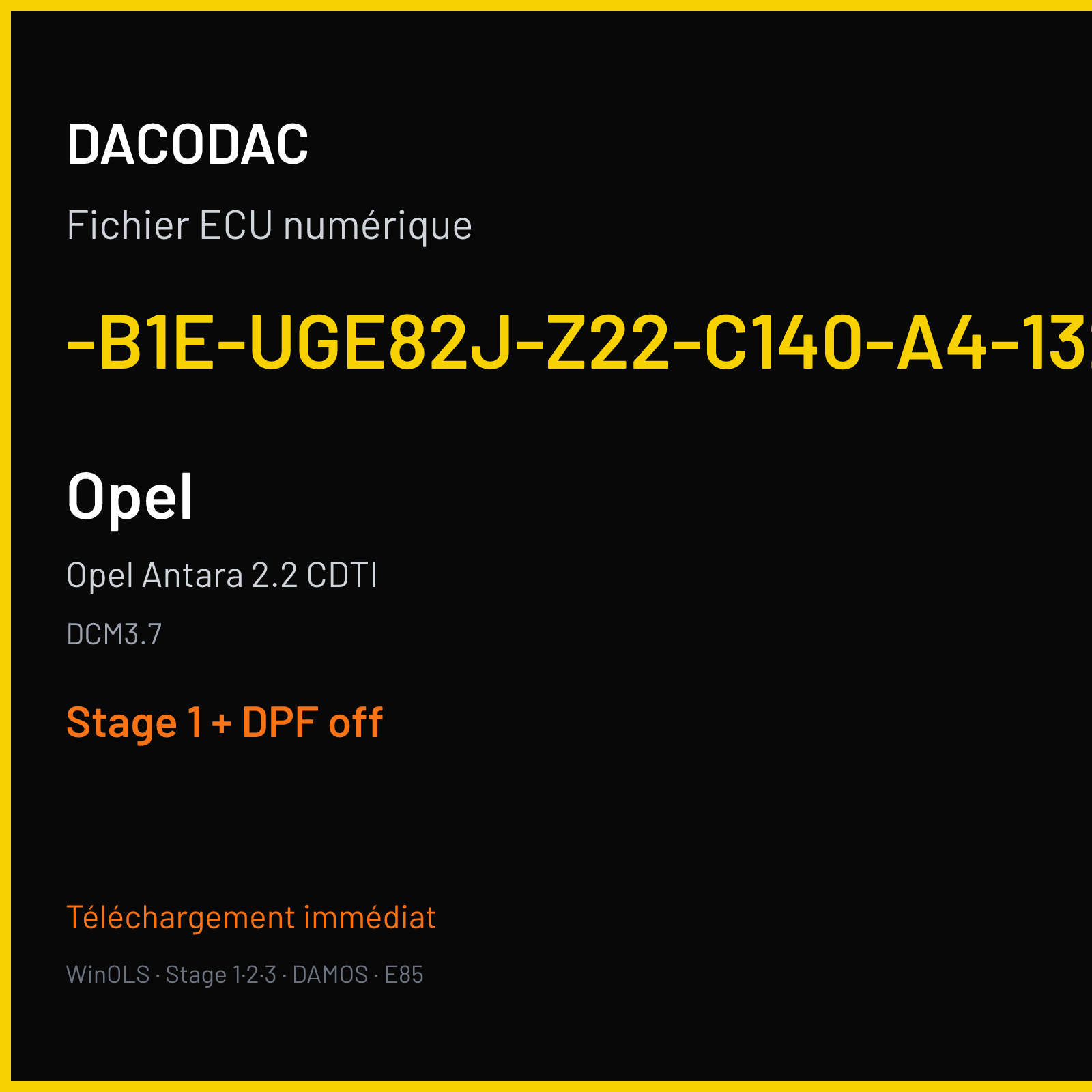 Opel Antara 2.2 CDTI — DCM3.7 — -B1E-UGE82J-Z22-C140-A4-132-N-DE-P-Z-120424 — Stage 1 + DPF off
