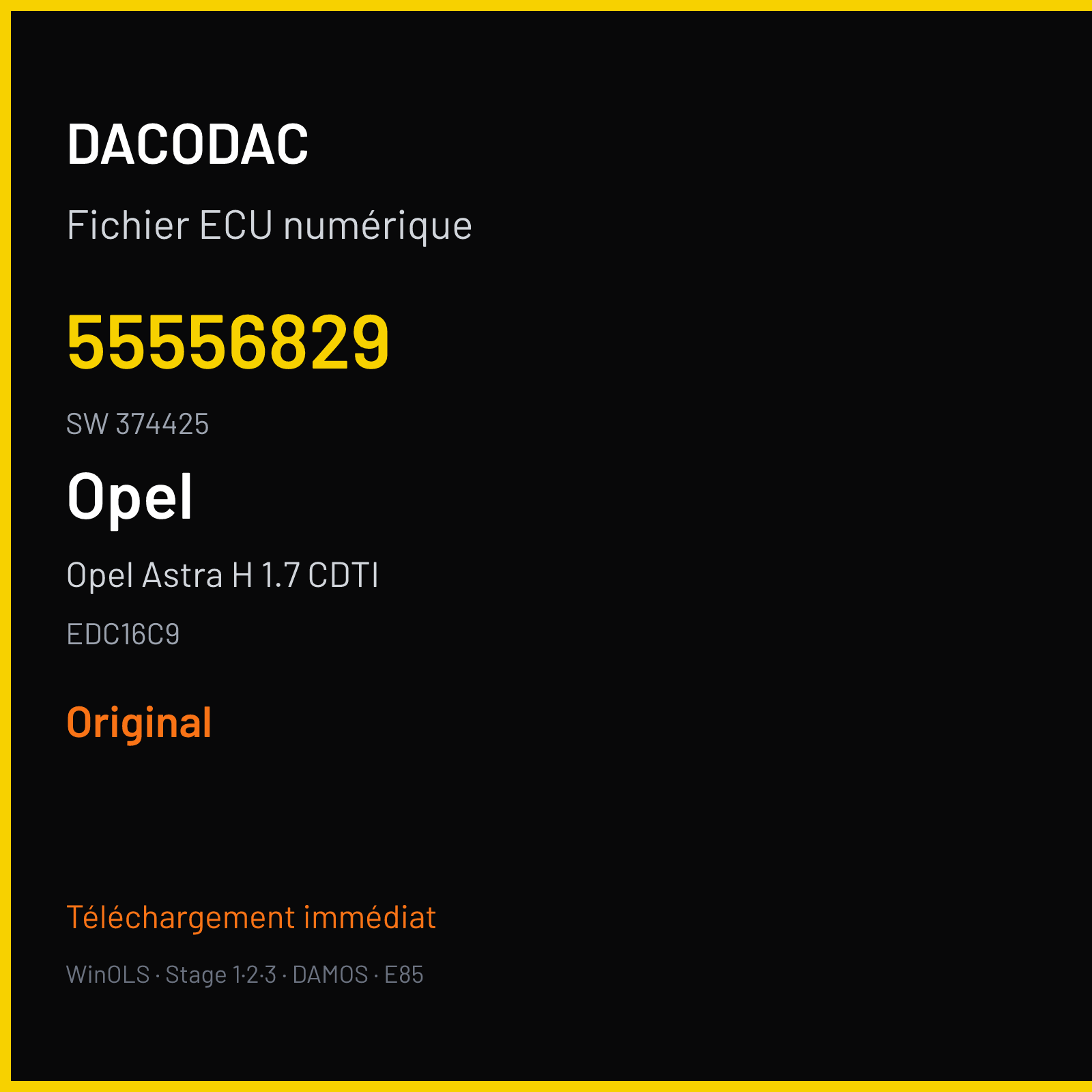 Opel Astra H 1.7 CDTI (2004) — EDC16C9 — 55556829 · 374425 — Original