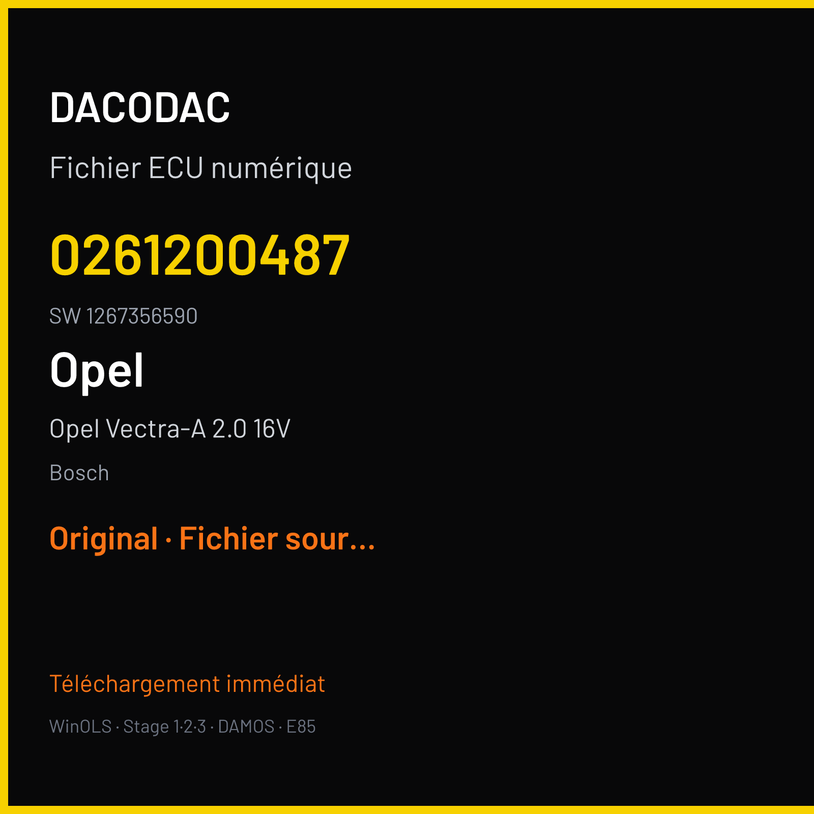 Opel Vectra-A 2.0 16V — Bosch — 0261200487 · 1267356590 — Original