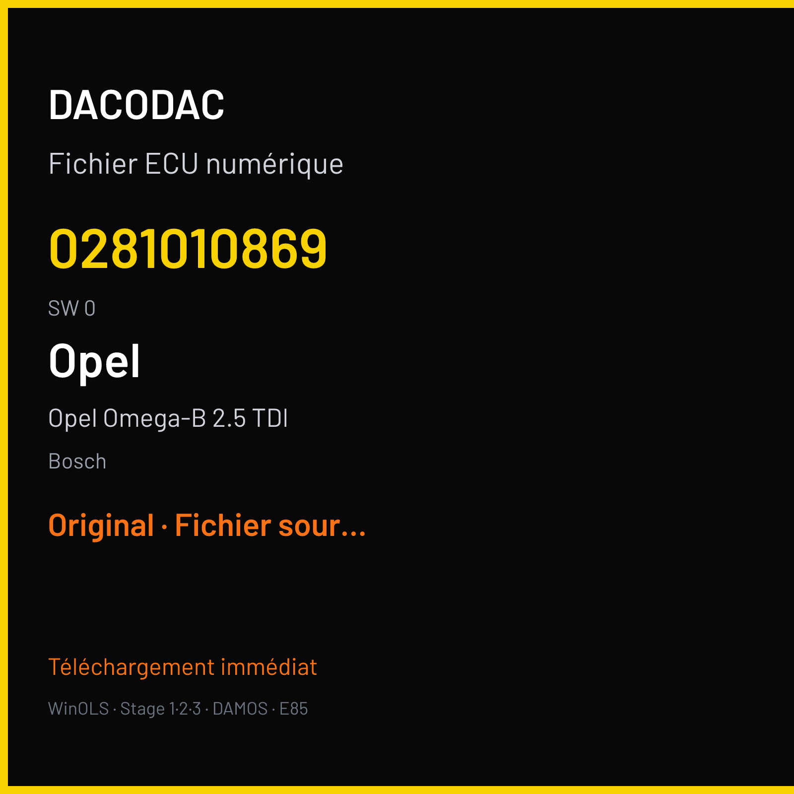 Opel Omega-B 2.5 TDI (2003) — Bosch — 0281010869 · 0 — Original