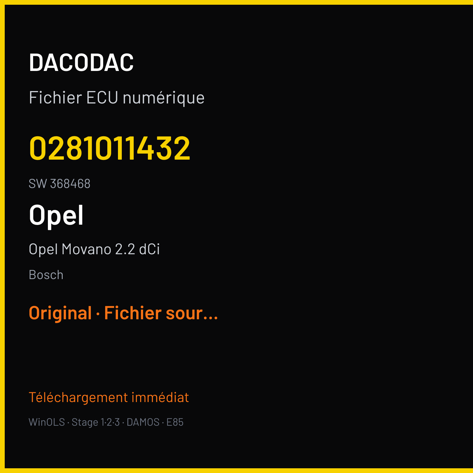 Opel Movano 2.2 dCi (2004) — Bosch — 0281011432 · 368468 — Original