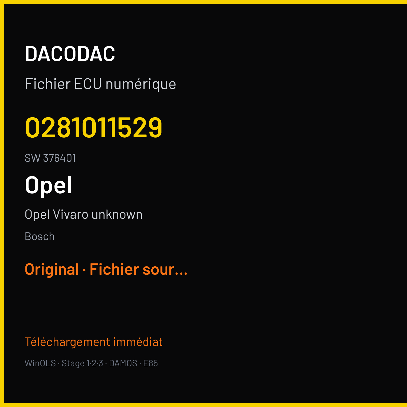 Opel Vivaro unknown — Bosch — 0281011529 · 376401 — Original