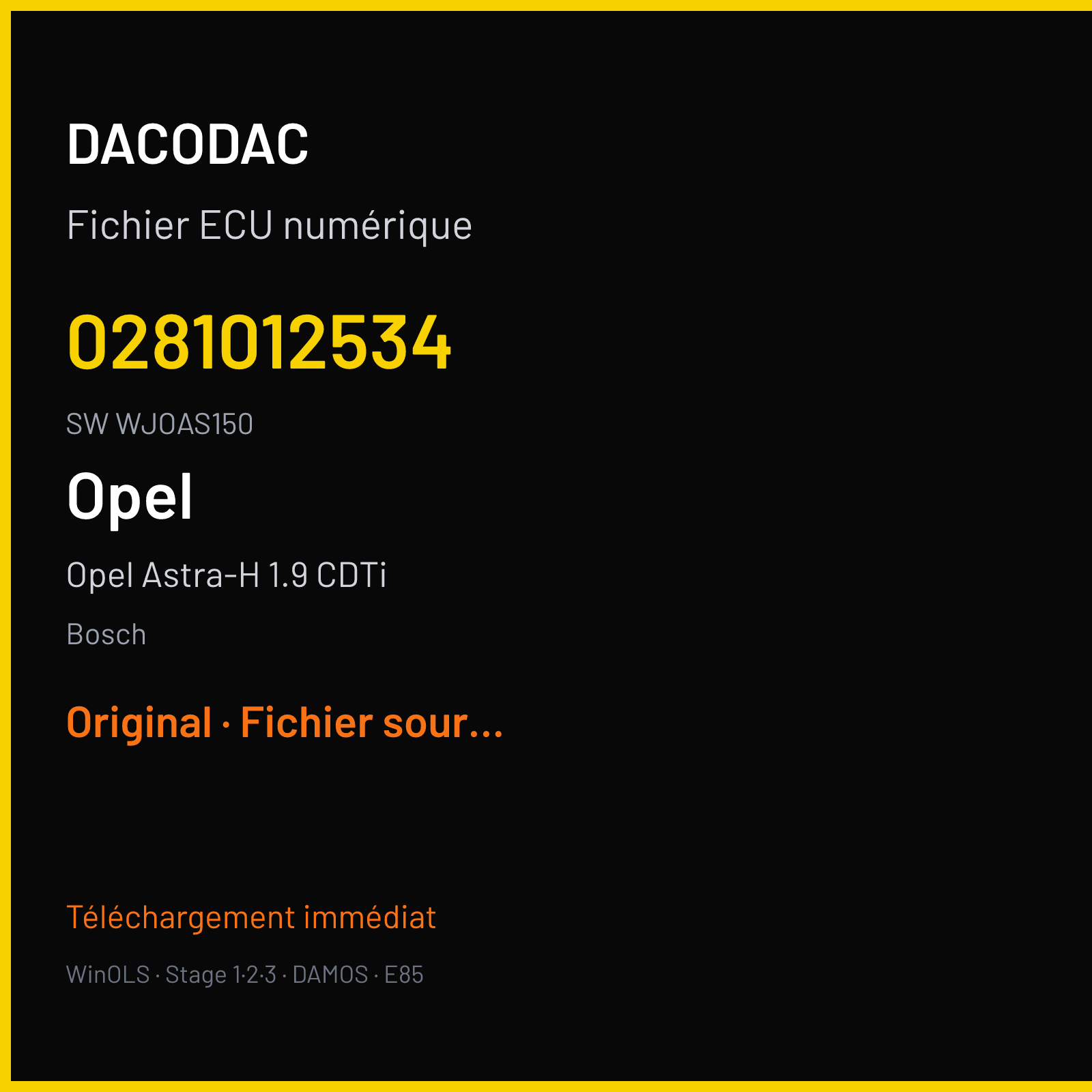 Opel Astra-H 1.9 CDTi (2005) — Bosch — 0281012534 · WJOAS150 — Original