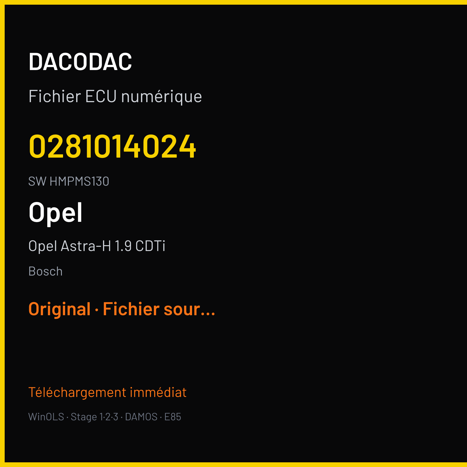 Opel Astra-H 1.9 CDTi (2006) — Bosch — 0281014024 · HMPMS130 — Original