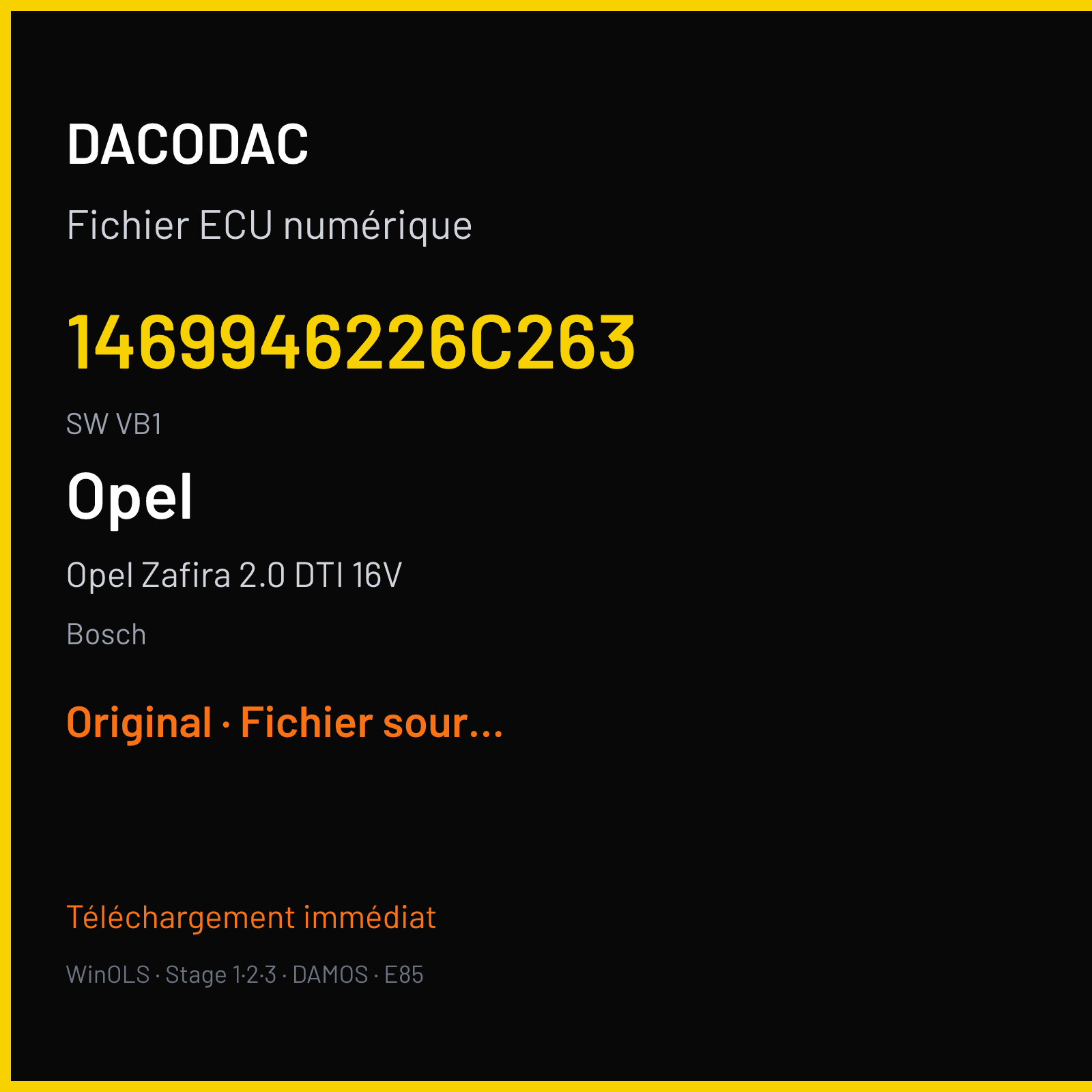 Opel Zafira 2.0 DTI 16V 101 ch (2004) — Bosch — 1469946226C263 · VB1 — Original
