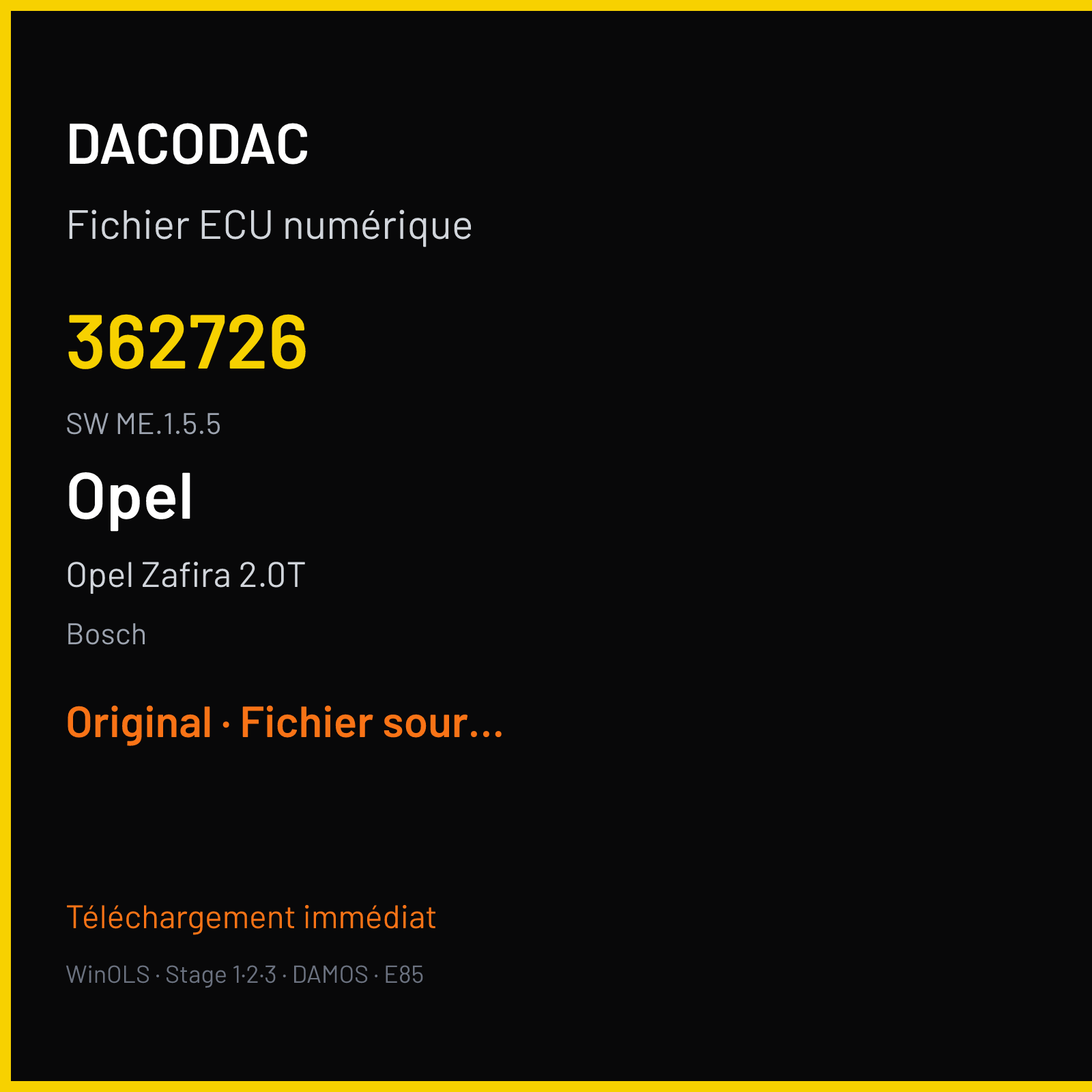 Opel Zafira 2.0T — Bosch — 362726 · ME.1.5.5 — Original