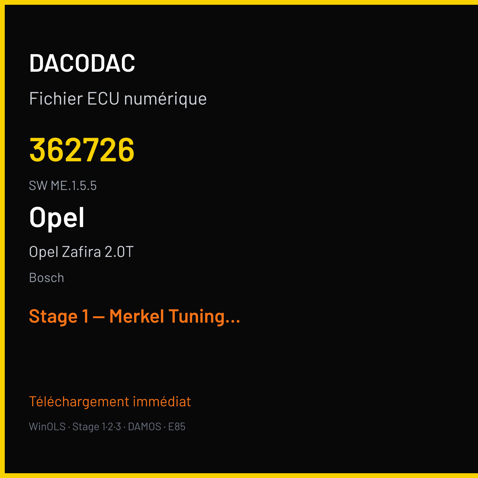 Opel Zafira 2.0T — Bosch — 362726 · ME.1.5.5 — Stage 1 — Merkel Tuning SM3
