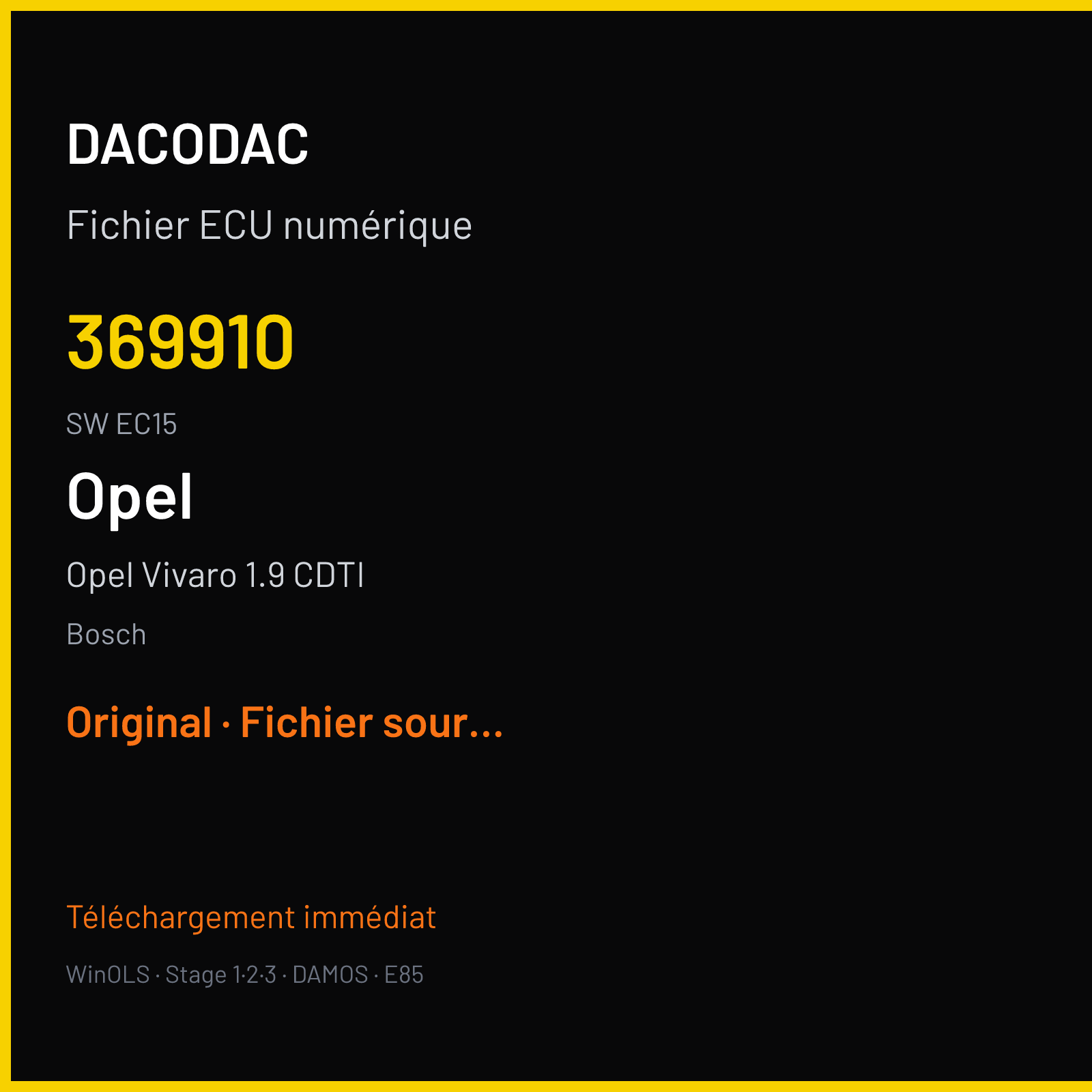 Opel Vivaro 1.9 CDTI (2004) — Bosch — 369910 · EC15 — Original