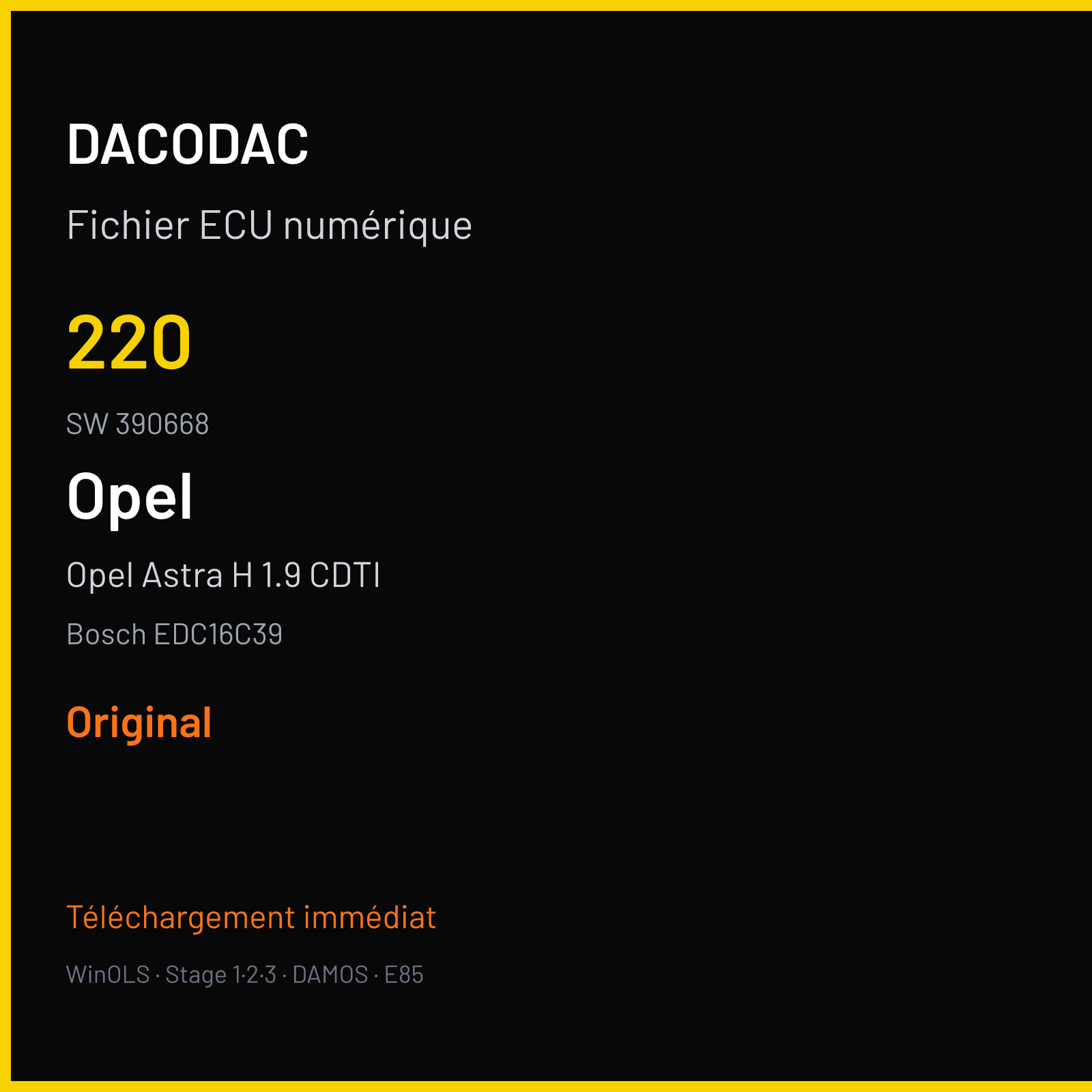 Opel Astra H 1.9 CDTI (2005) — Bosch EDC16C39 — 220 · 390668 — Original