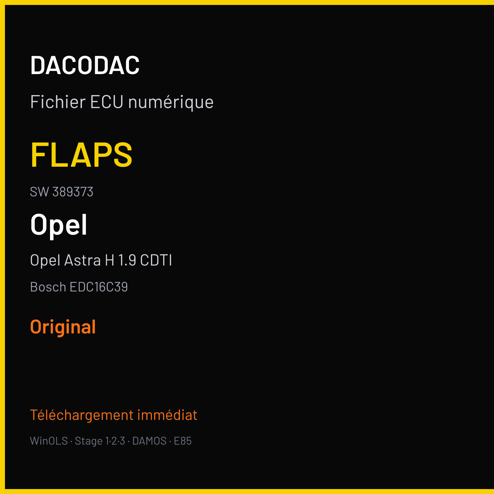 Opel Astra H 1.9 CDTI (2006) — Bosch EDC16C39 — FLAPS · 389373 — Original