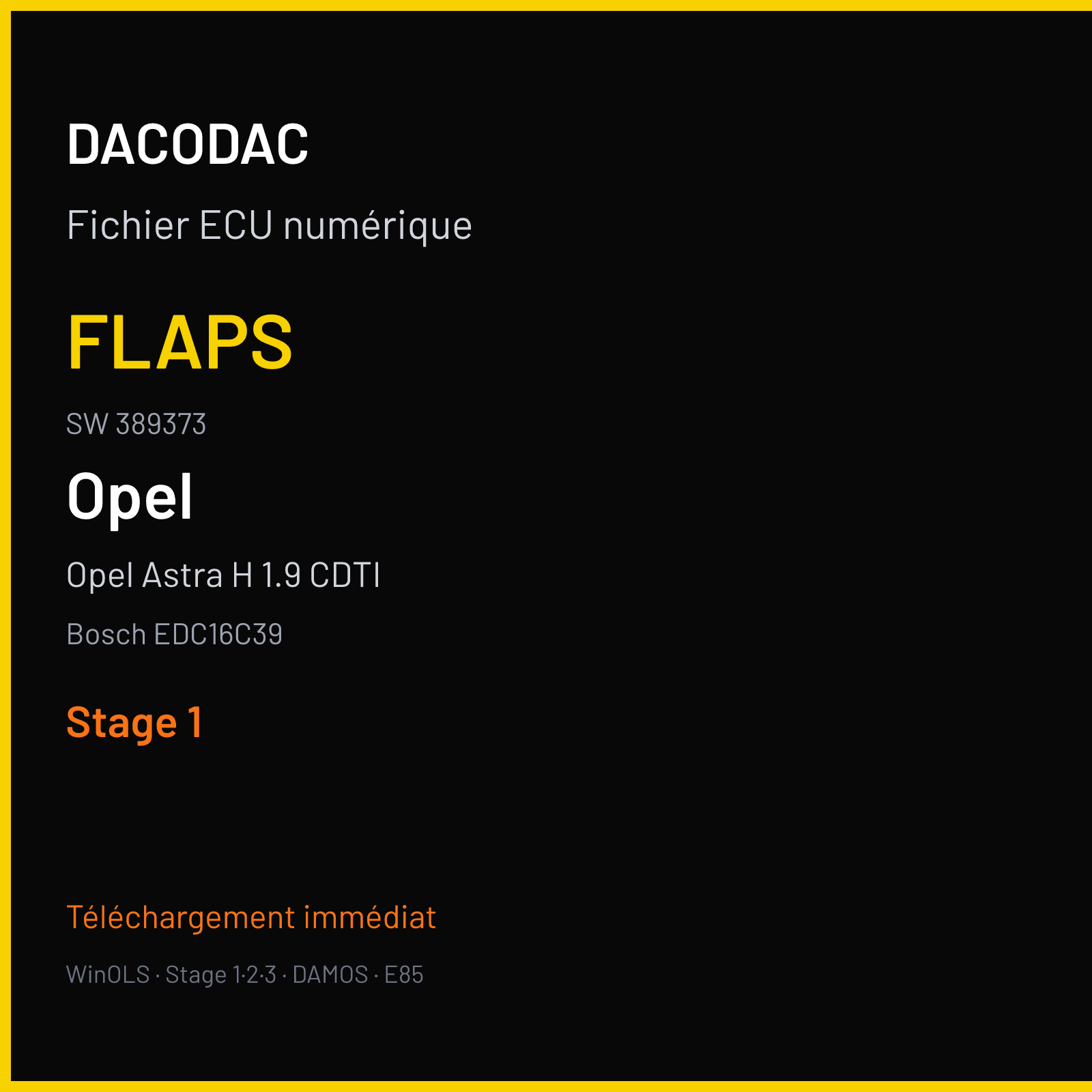 Opel Astra H 1.9 CDTI (2006) — Bosch EDC16C39 — FLAPS · 389373 — Stage 1