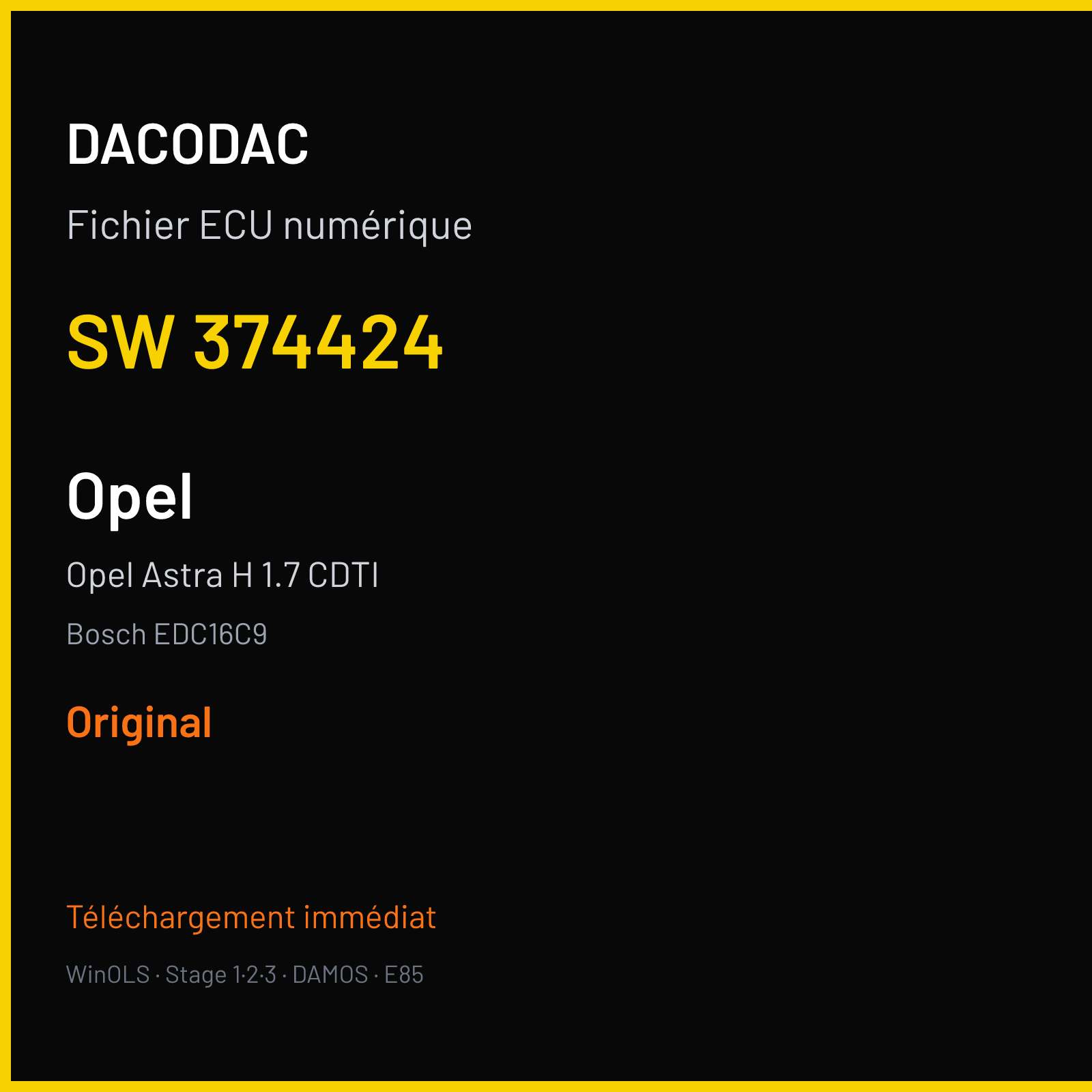 Opel Astra H 1.7 CDTI (2005) — Bosch EDC16C9 — 374424 — Original