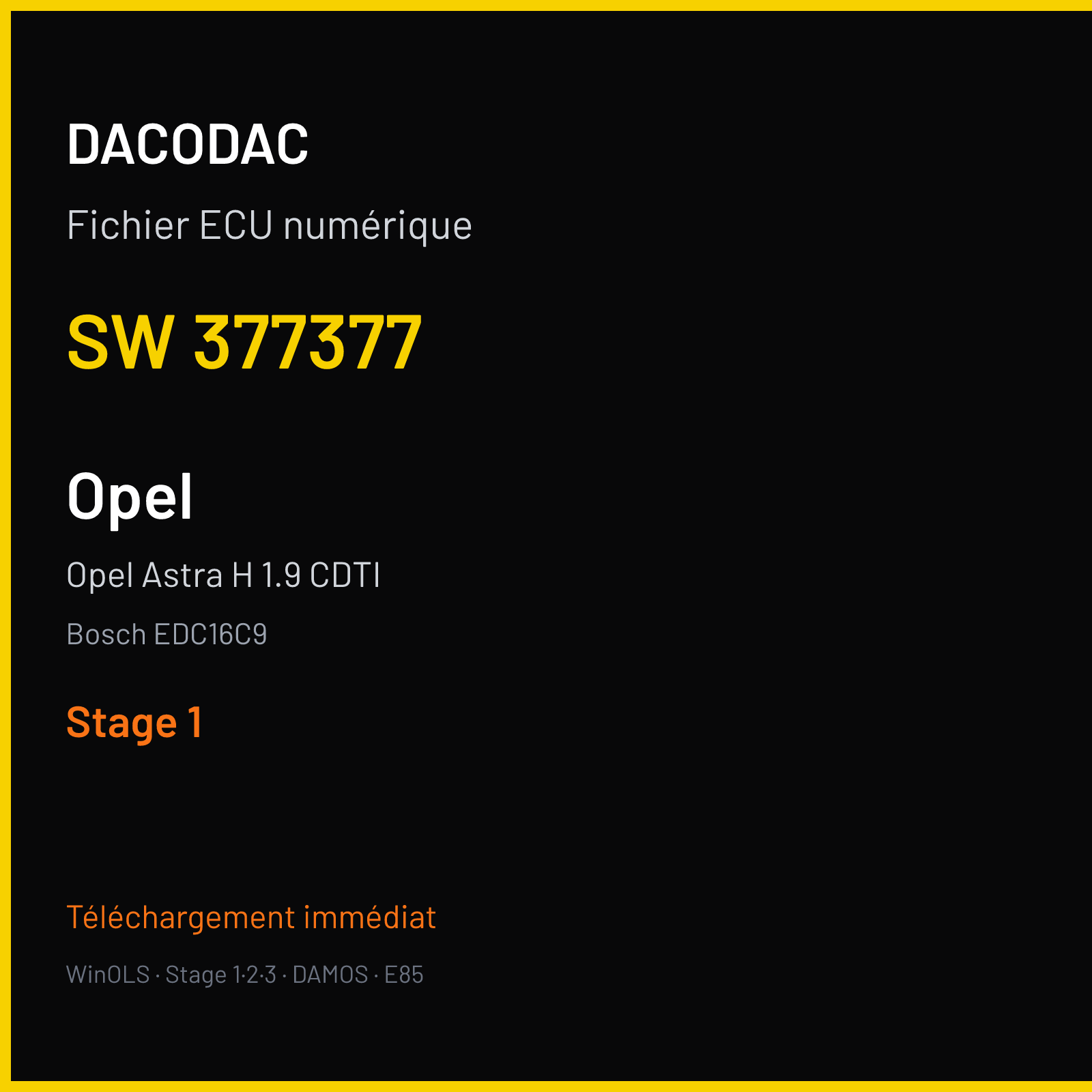 Opel Astra H 1.9 CDTI (2003) — Bosch EDC16C9 — 377377 — Stage 1