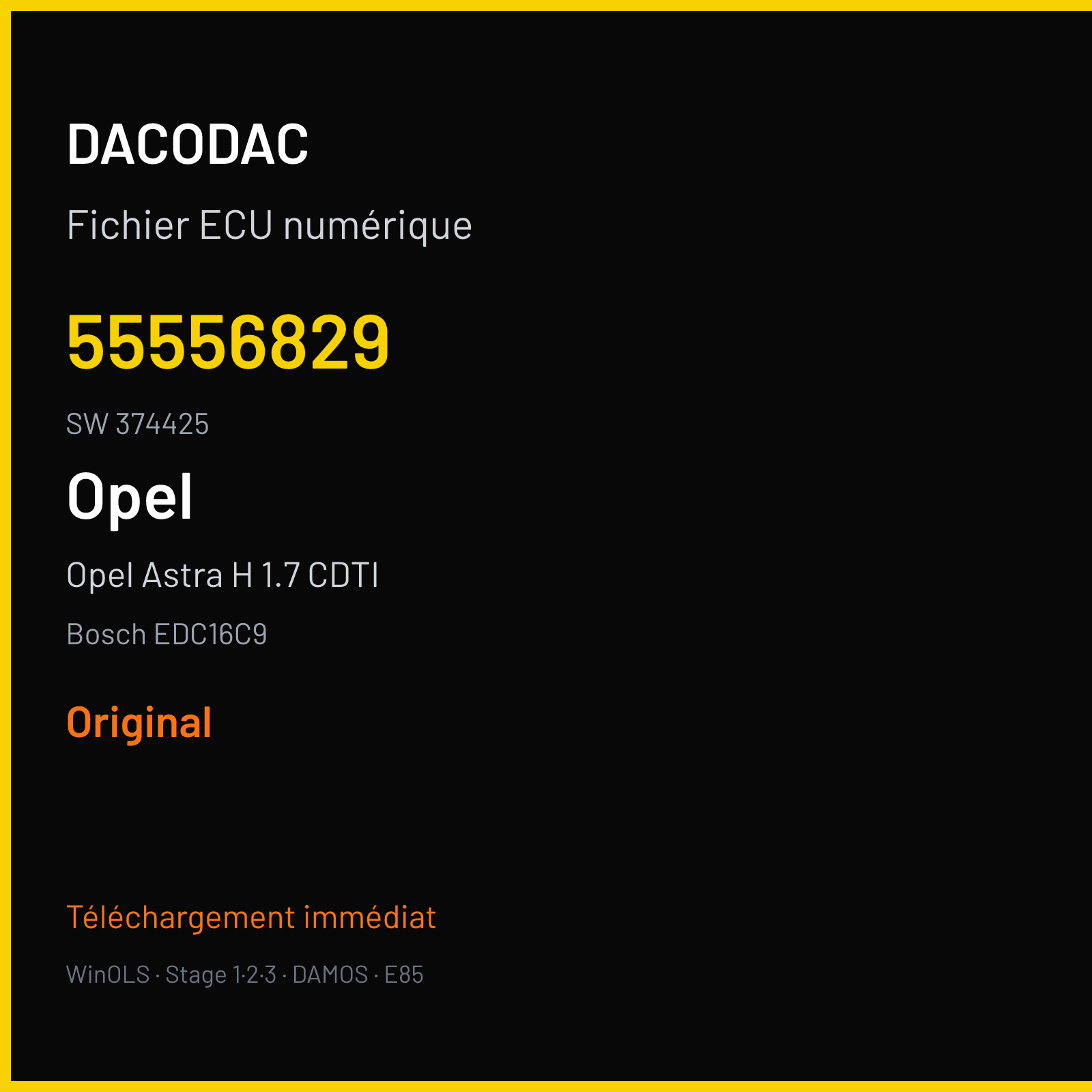 Opel Astra H 1.7 CDTI (2005) — Bosch EDC16C9 — 55556829 · 374425 — Original