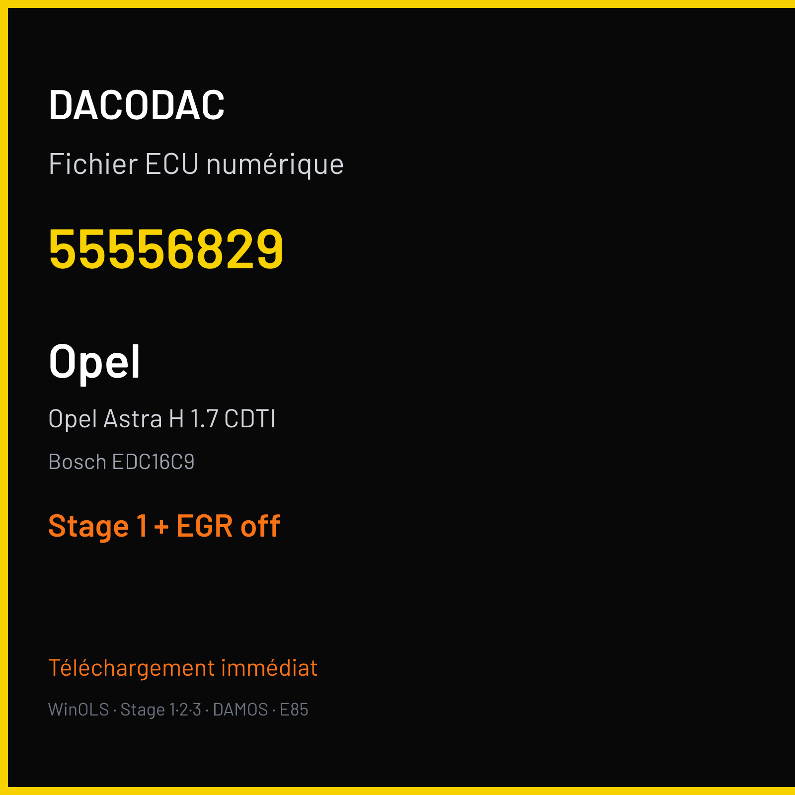 Opel Astra H 1.7 CDTI (2005) — Bosch EDC16C9 — 55556829 — Stage 1 + EGR off