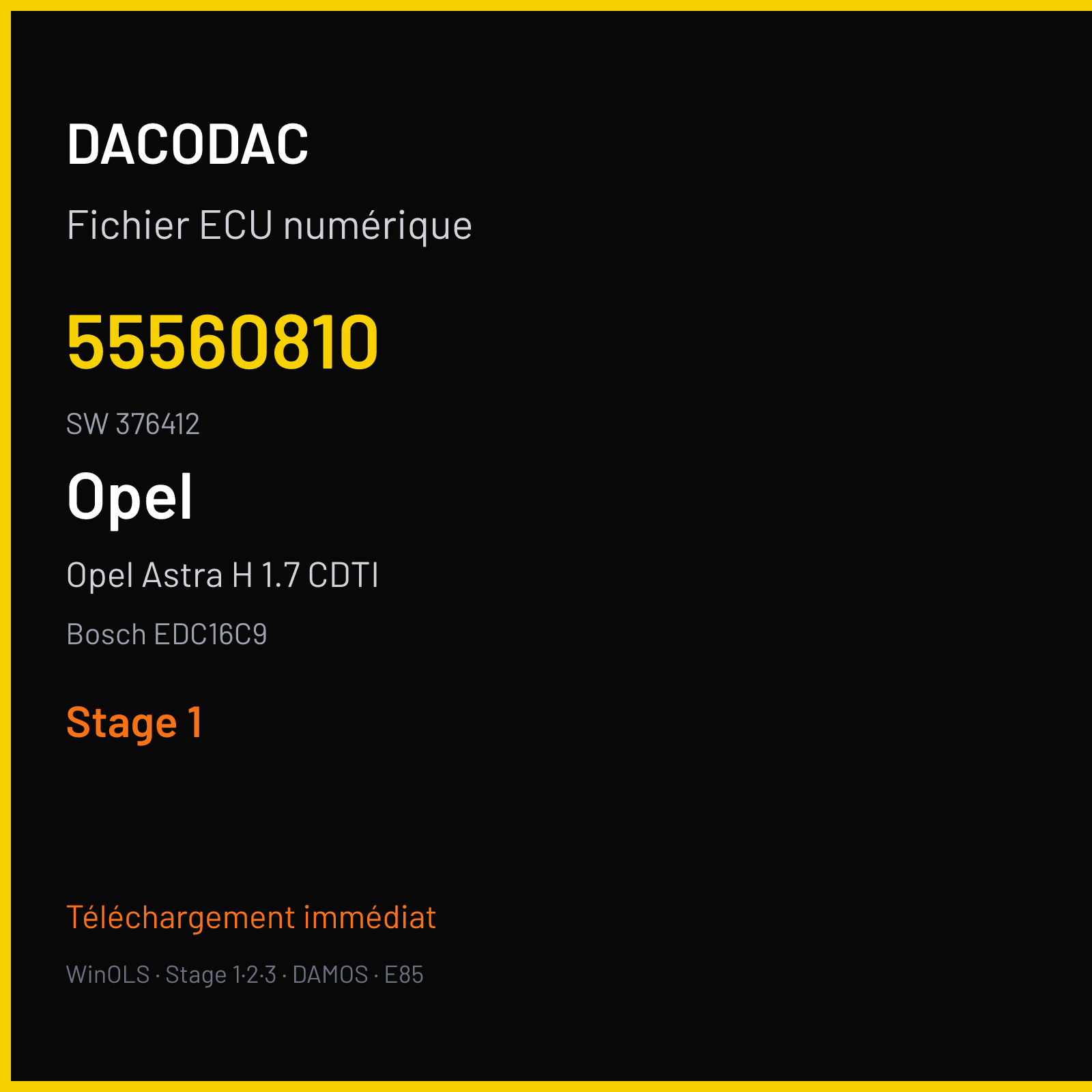 Opel Astra H 1.7 CDTI (2005) — Bosch EDC16C9 — 55560810 · 376412 — Stage 1