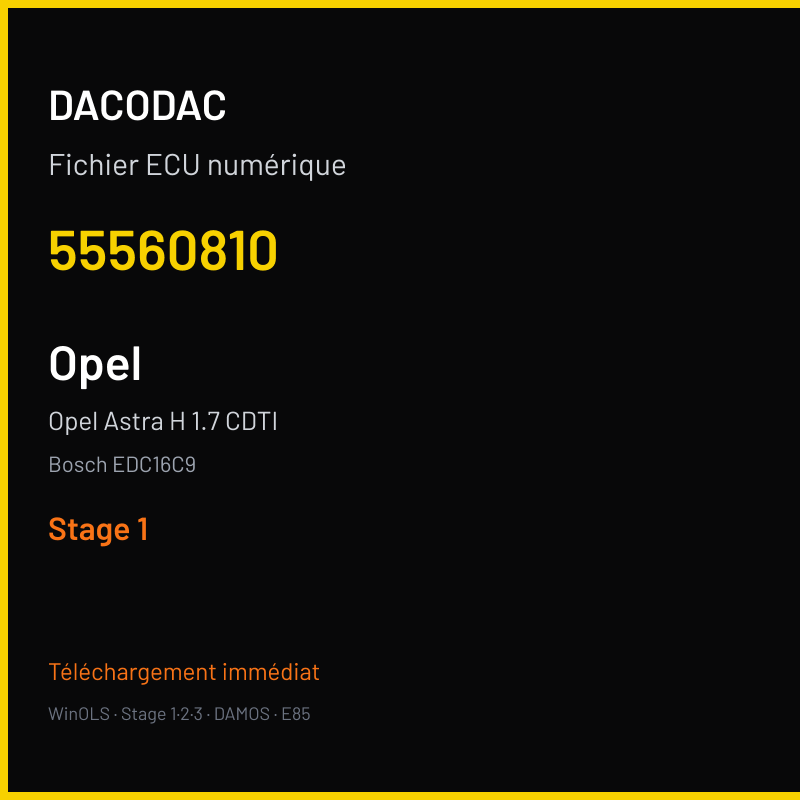 Opel Astra H 1.7 CDTI (2005) — Bosch EDC16C9 — 55560810 — Stage 1