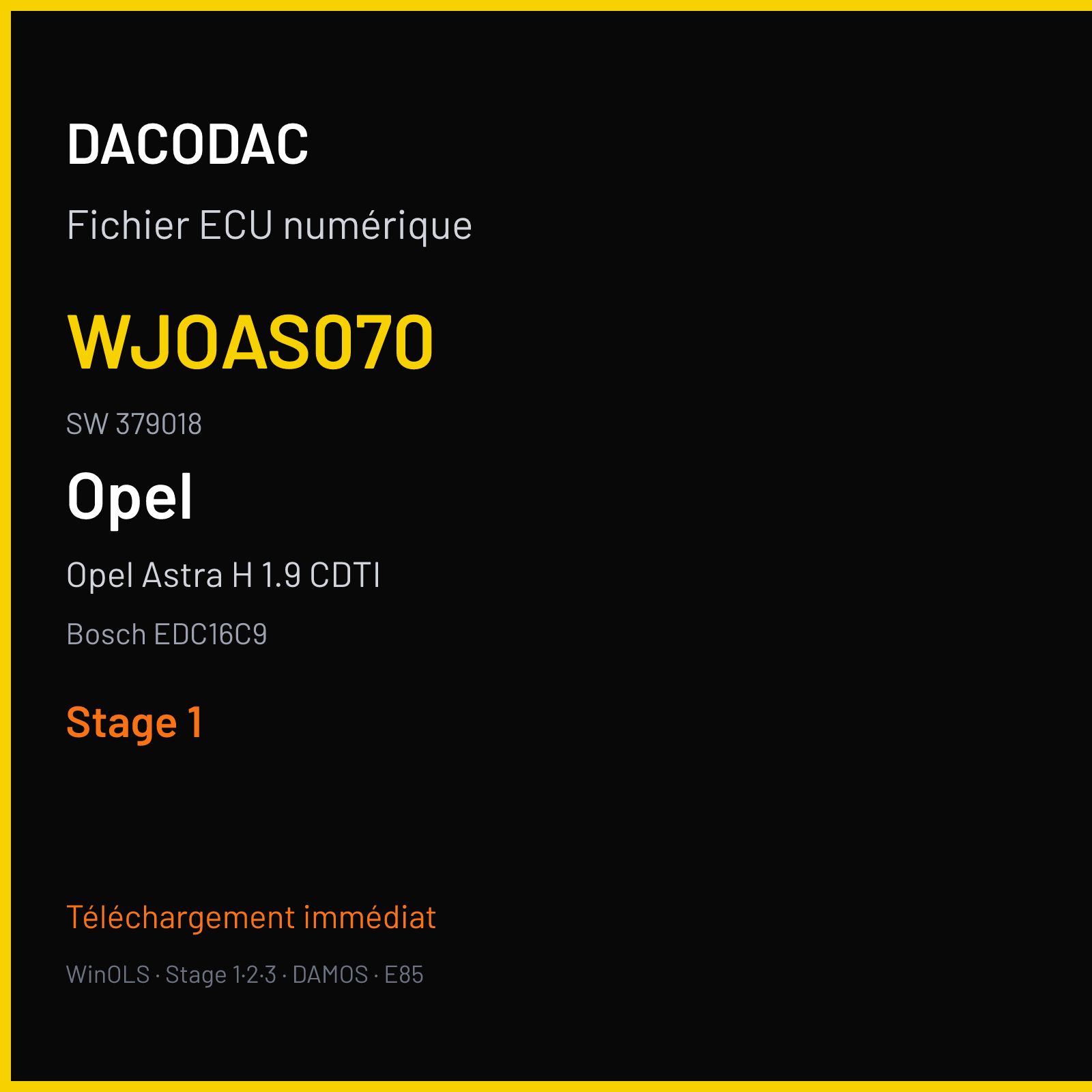 Opel Astra H 1.9 CDTI (2004) — Bosch EDC16C9 — WJOAS070 · 379018 — Stage 1