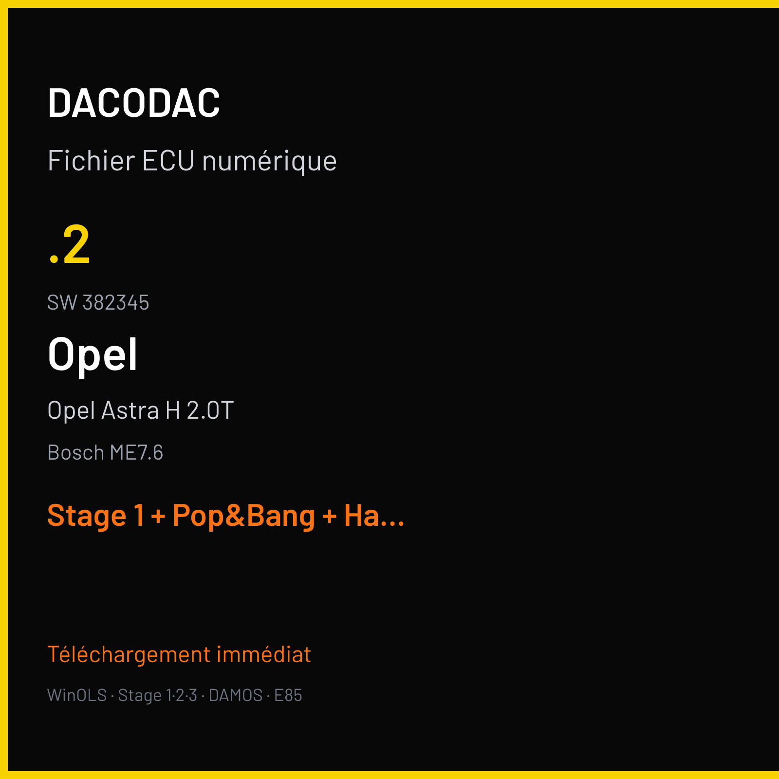 Opel Astra H 2.0T (2007) — Bosch ME7.6 — .2 · 382345 — Stage 1 + Pop&Bang + Hardcut + VMAX off