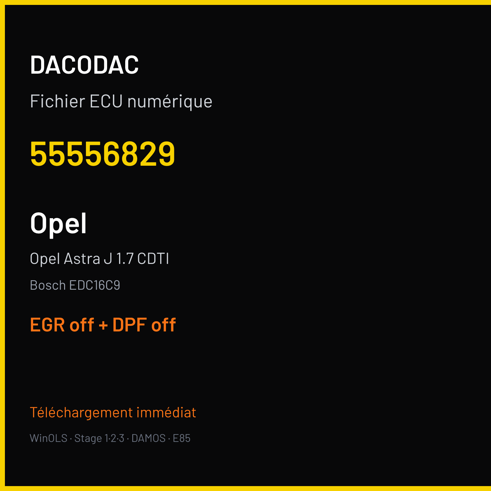 Opel Astra J 1.7 CDTI — Bosch EDC16C9 — 55556829 — EGR off + DPF off