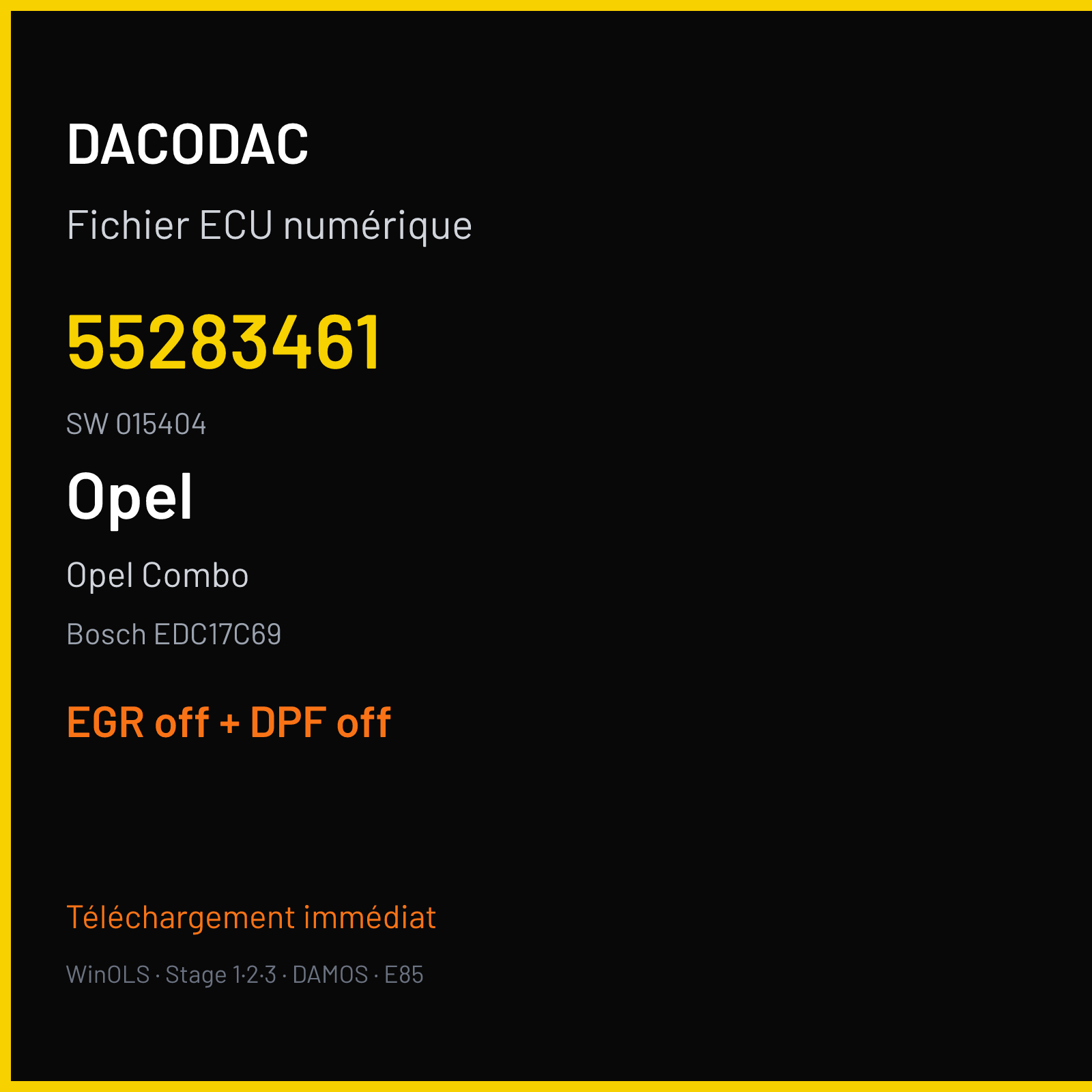 Opel Combo (2018) — Bosch EDC17C69 — 55283461 · 015404 — EGR off + DPF off