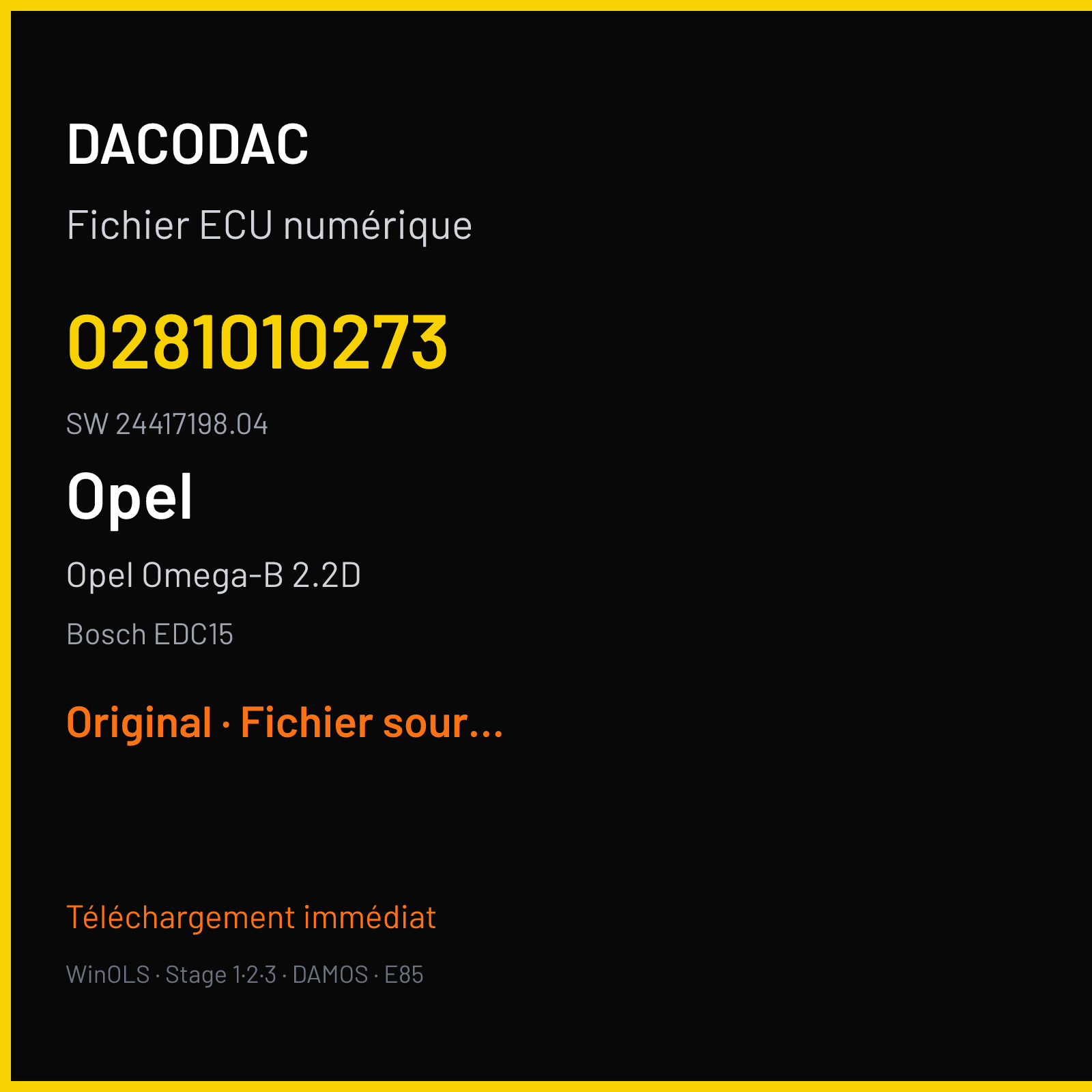 Opel Omega-B 2.2D (2002) — Bosch EDC15 — 0281010273 · 24417198.04 — Original
