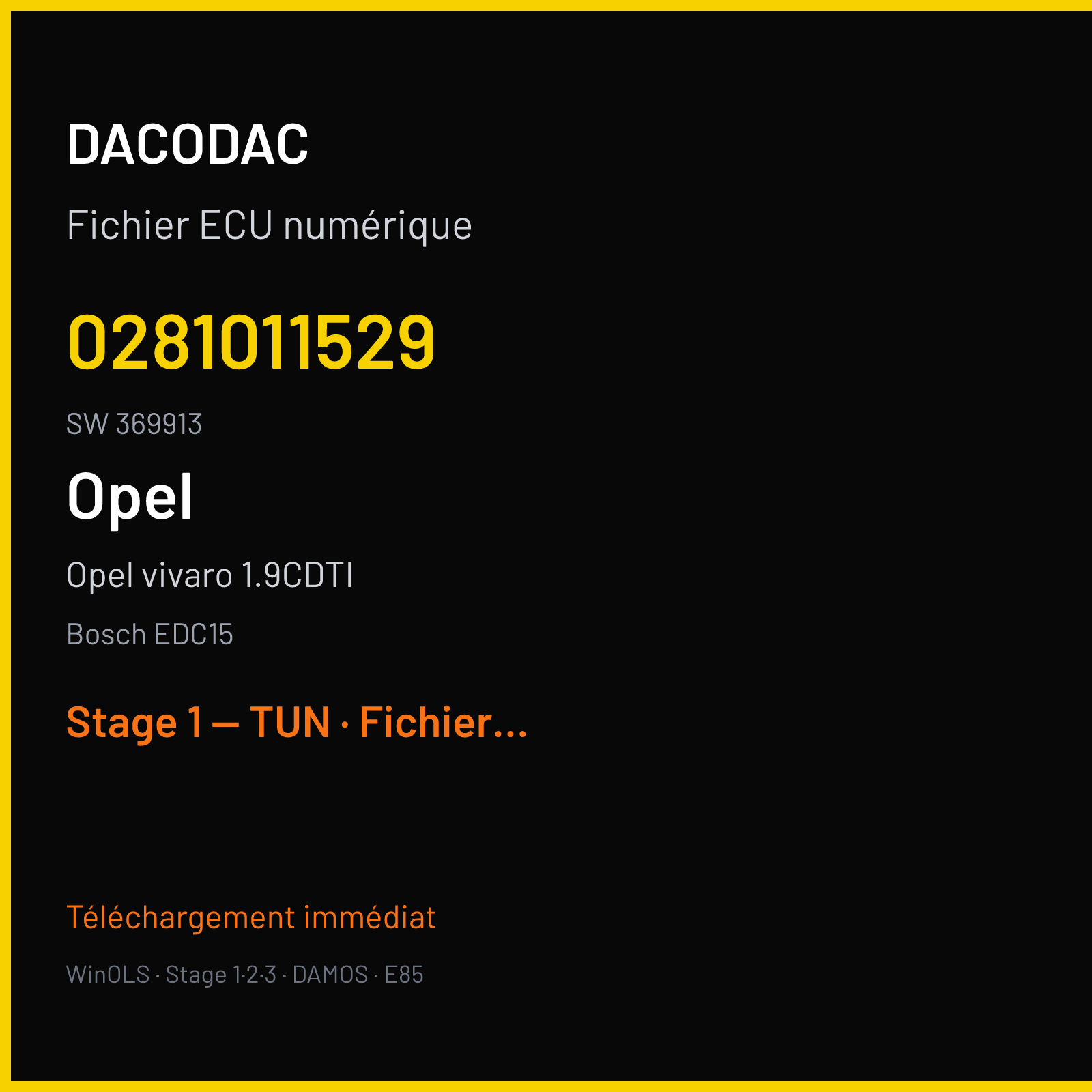 Opel vivaro 1.9CDTI (2005) — Bosch EDC15 — 0281011529 · 369913 — Stage 1 — TUN