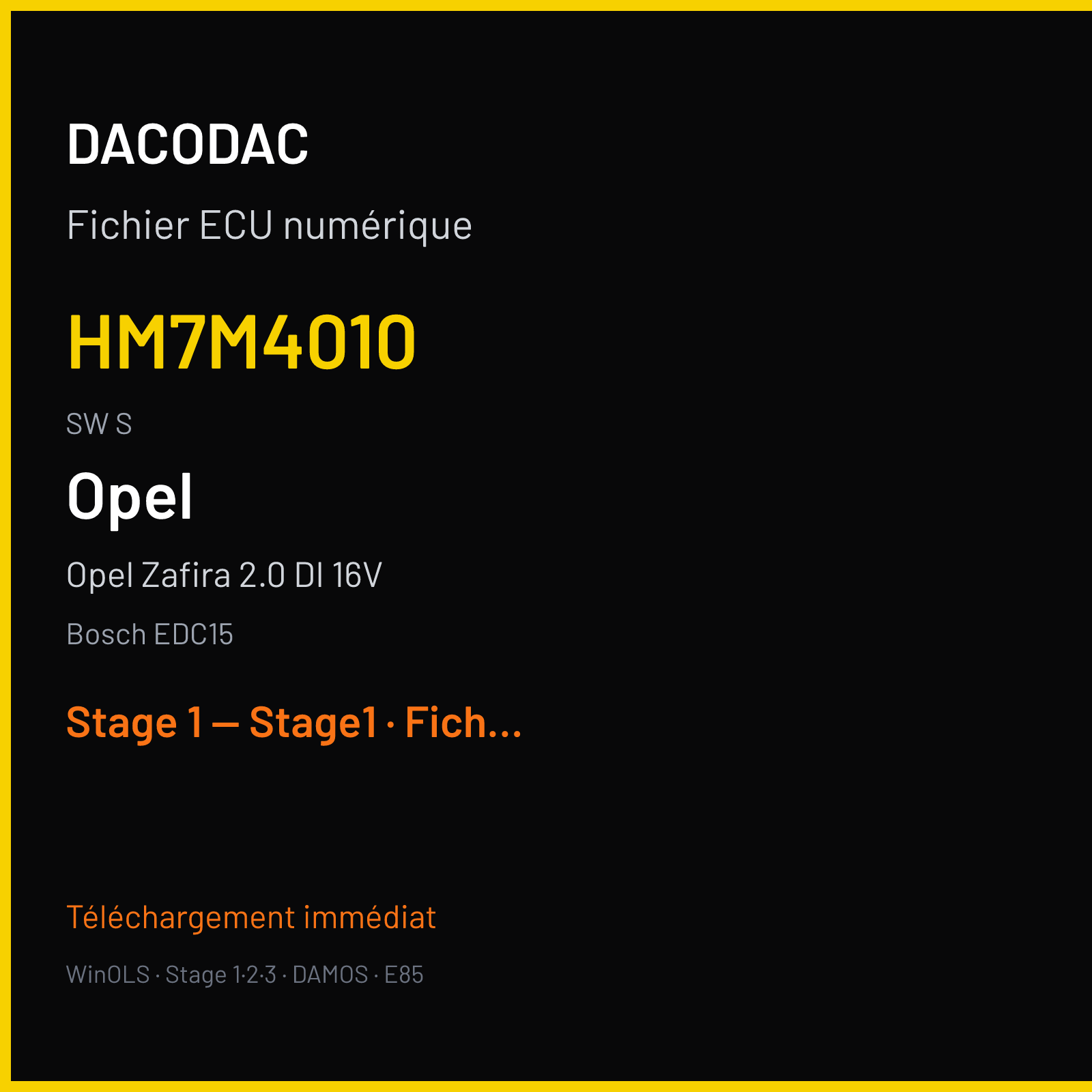 Opel Zafira 2.0 DI 16V (2001) — Bosch EDC15 — HM7M4010 · S — Stage 1 — Stage1