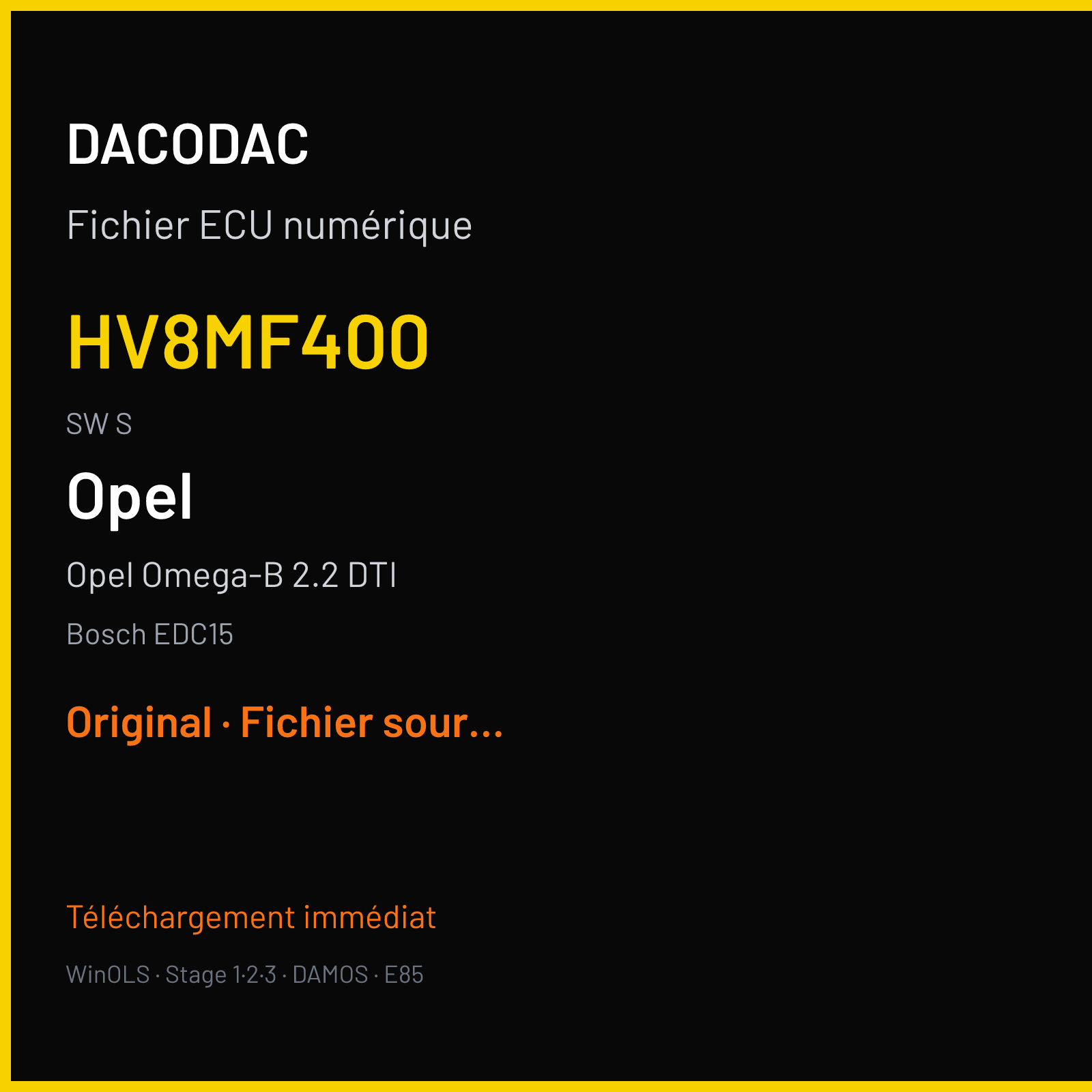 Opel Omega-B 2.2 DTI (2001) — Bosch EDC15 — HV8MF400 · S — Original