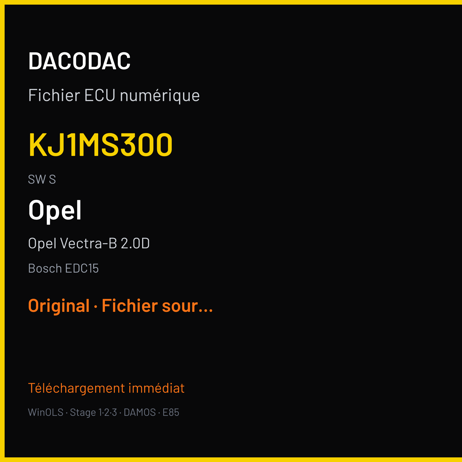 Opel Vectra-B 2.0D (1998) — Bosch EDC15 — KJ1MS300 · S — Original