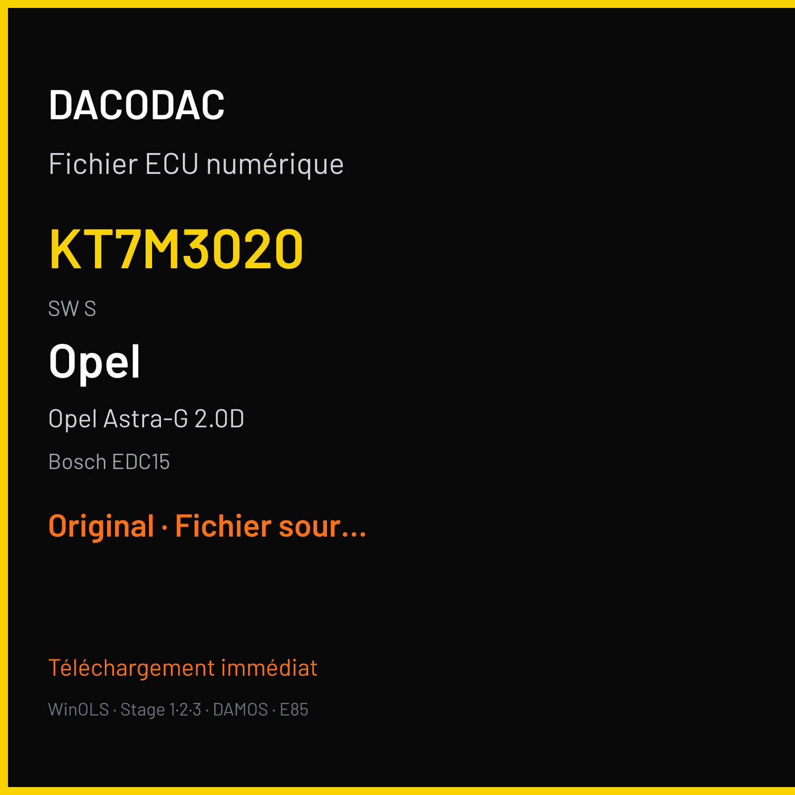 Opel Astra-G 2.0D (2001) — Bosch EDC15 — KT7M3020 · S — Original