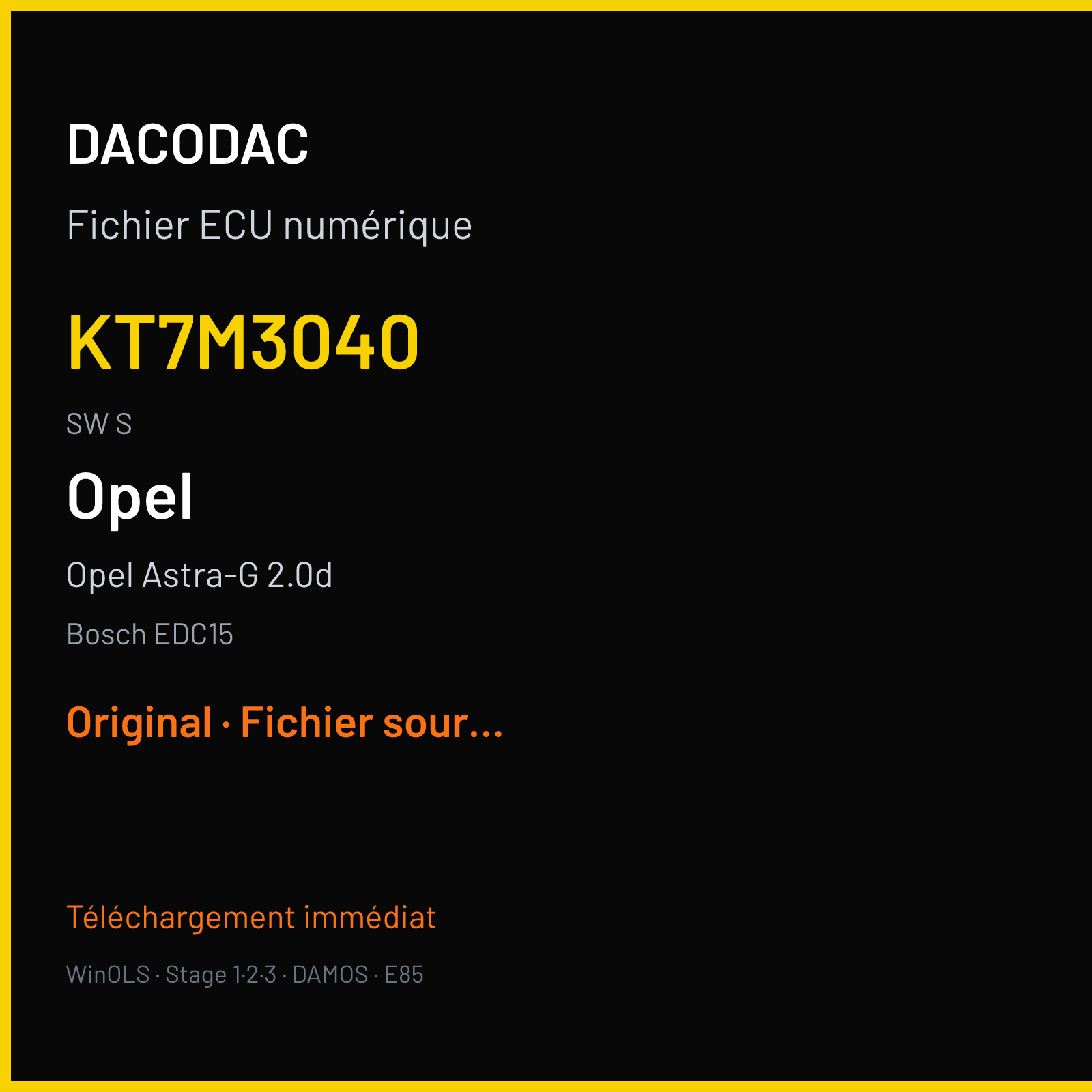 Opel Astra-G 2.0d (2001) — Bosch EDC15 — KT7M3040 · S — Original